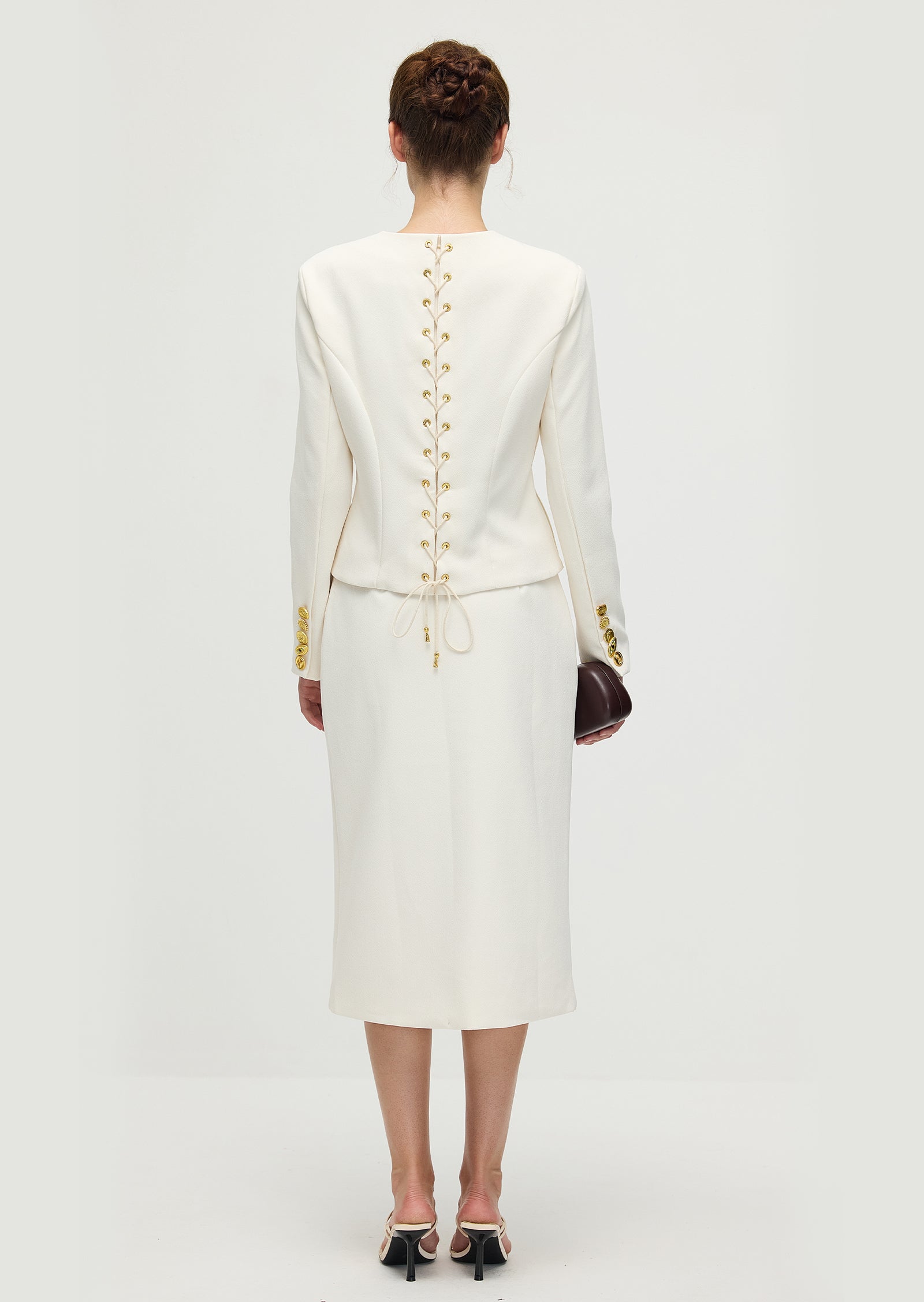 Midikleid in A-Linie mit Blumenmuster und Laternenärmeln