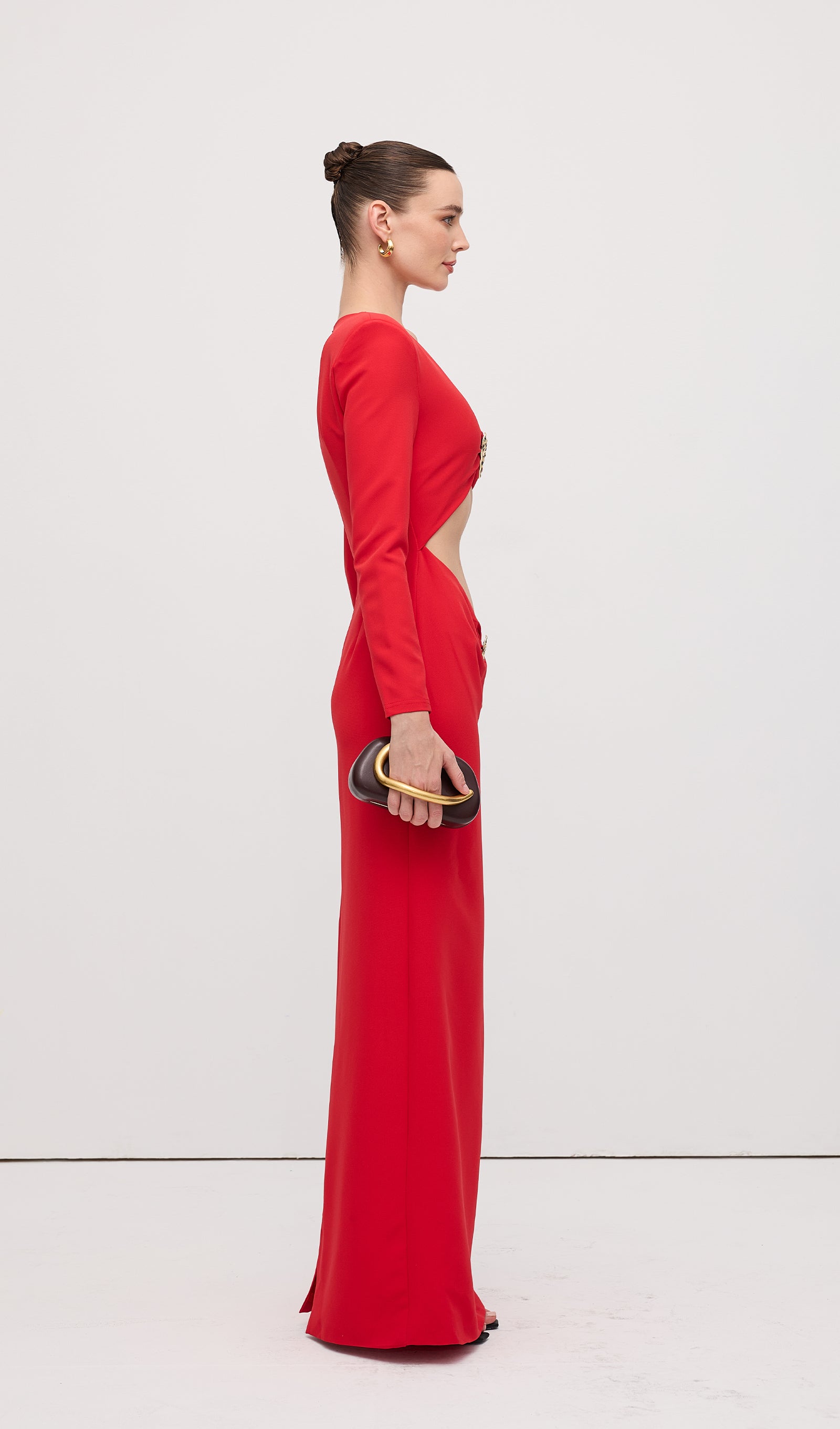 Midikleid in A-Linie mit Blumenmuster und Laternenärmeln