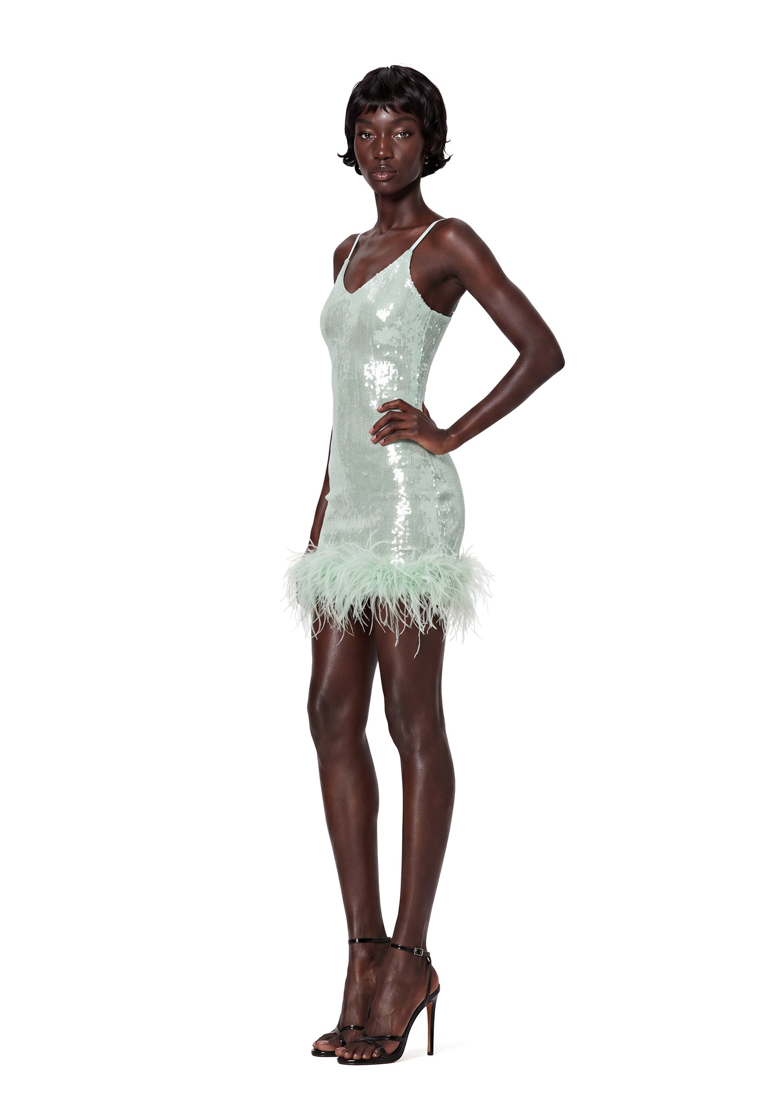 Padmavati Sequined Mini Dress In Mint Green