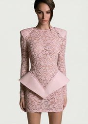 Midikleid in A-Linie mit Blumenmuster und Laternenärmeln