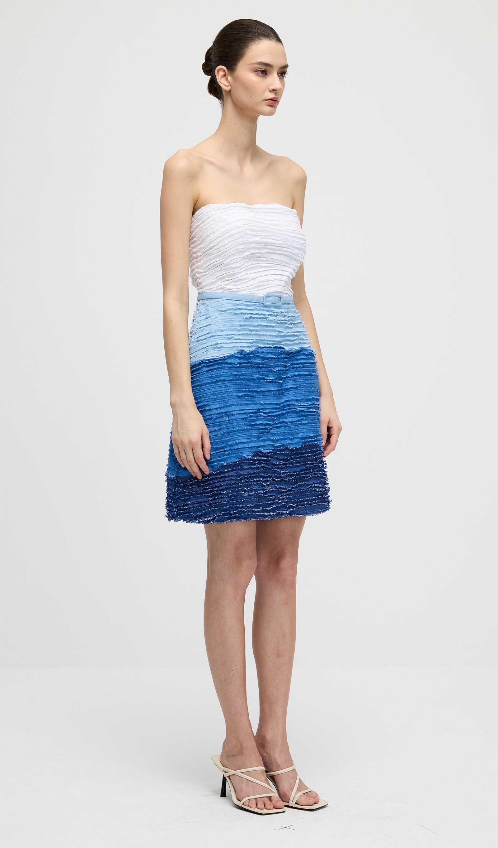 Midikleid in A-Linie mit Blumenmuster und Laternenärmeln