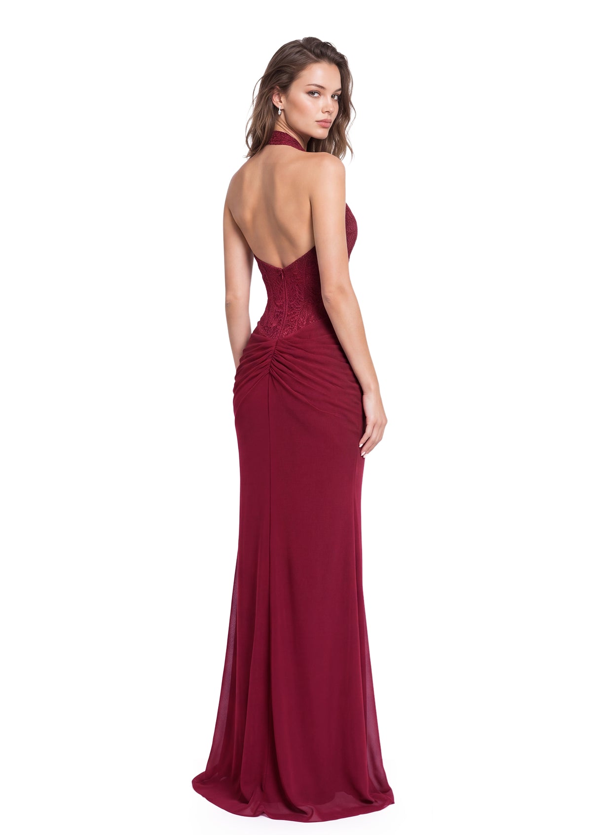 Yvian Lace Halter Neck Maxi Dress