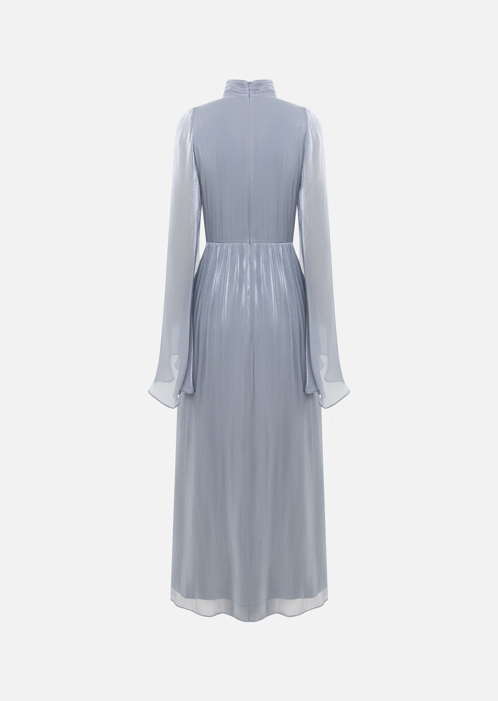 Metallic Fabric Maxi Dress With Light Sleeves