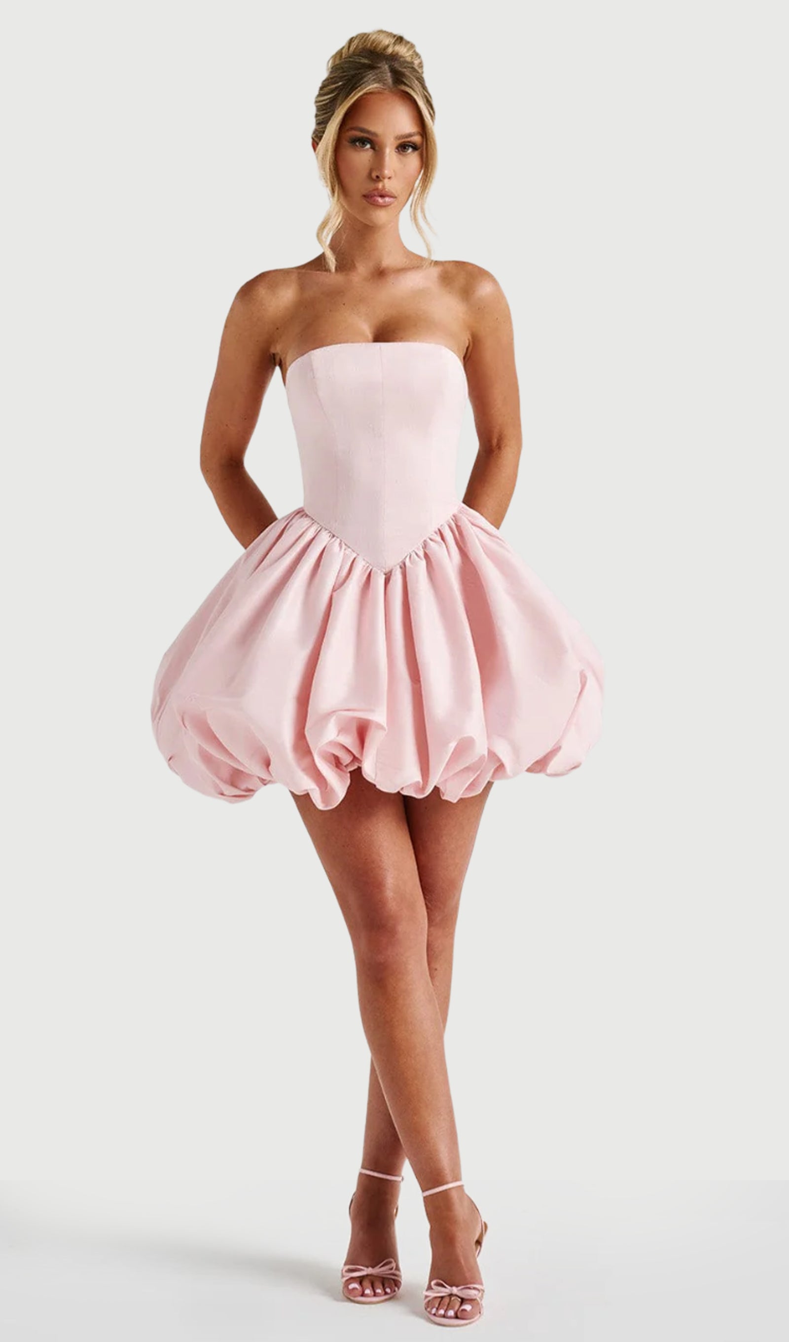 Lotus Mini Dress With Bow In Pink