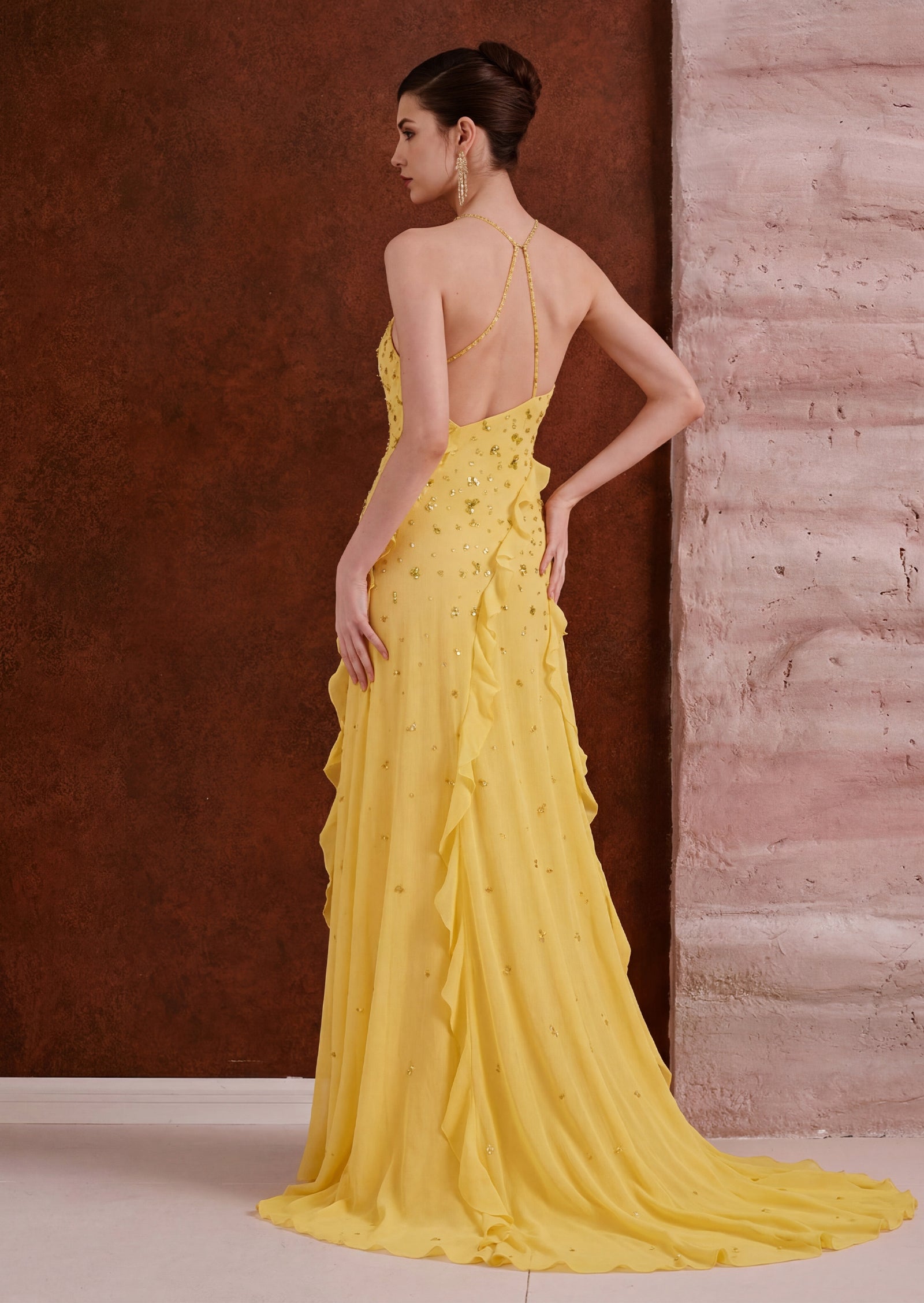Midikleid in A-Linie mit Blumenmuster und Laternenärmeln