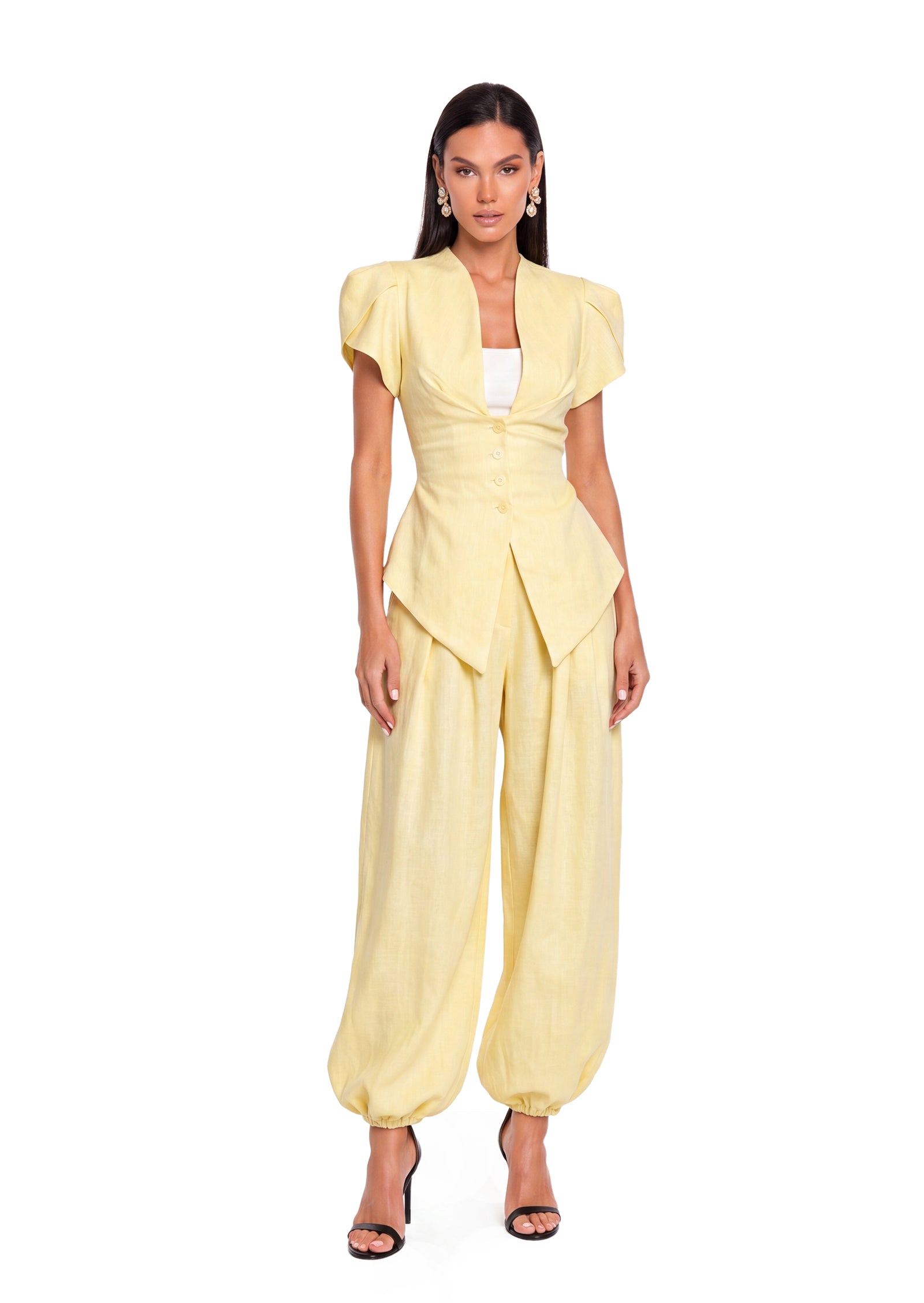 Midikleid in A-Linie mit Blumenmuster und Laternenärmeln