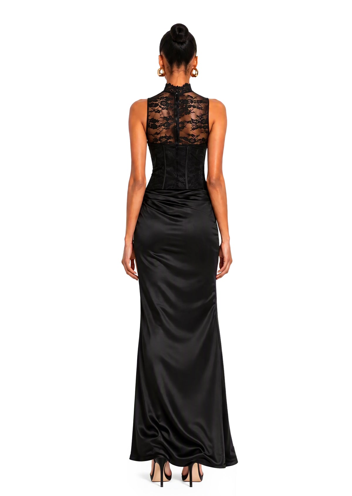 Midikleid in A-Linie mit Blumenmuster und Laternenärmeln