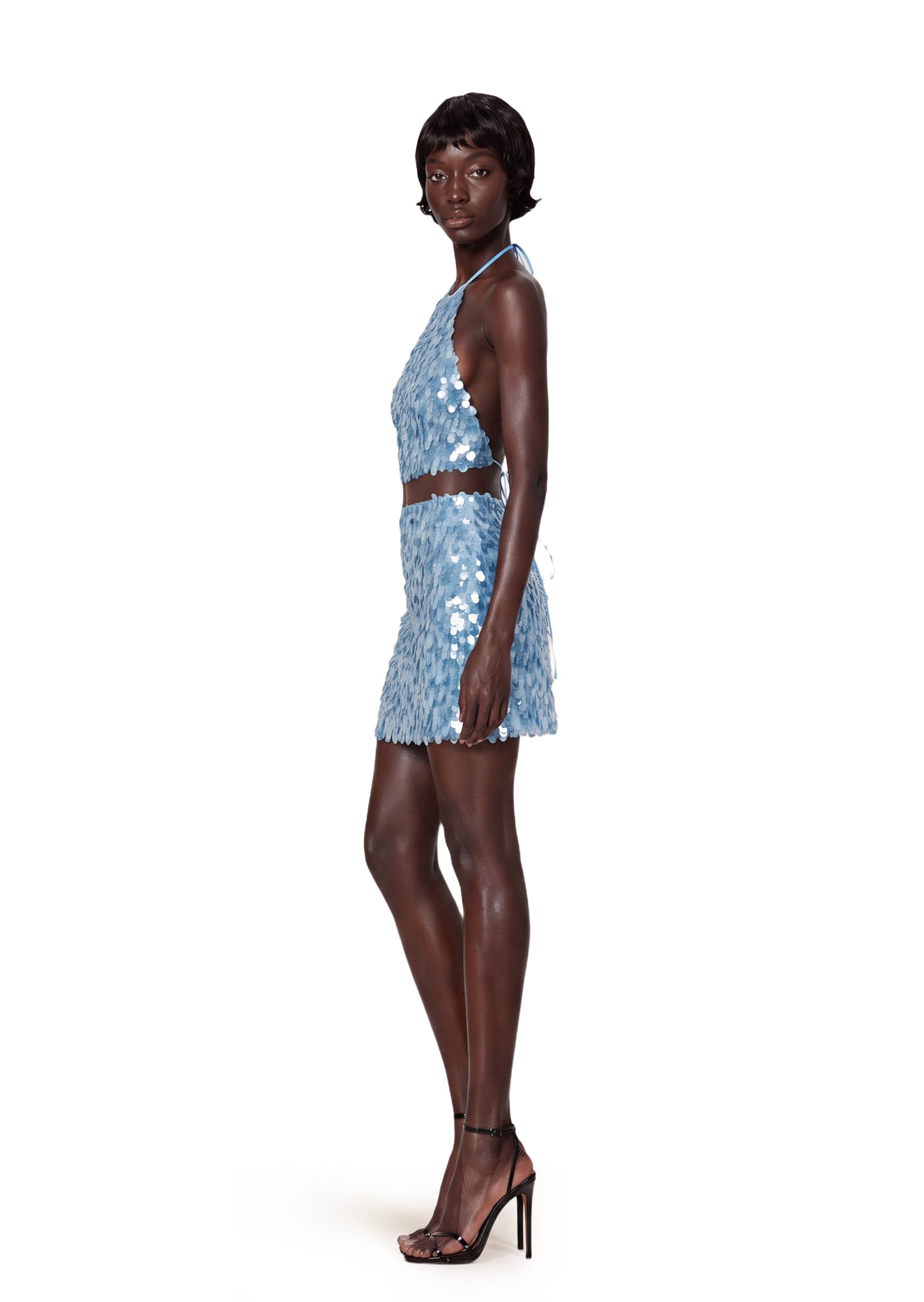 Midikleid in A-Linie mit Blumenmuster und Laternenärmeln