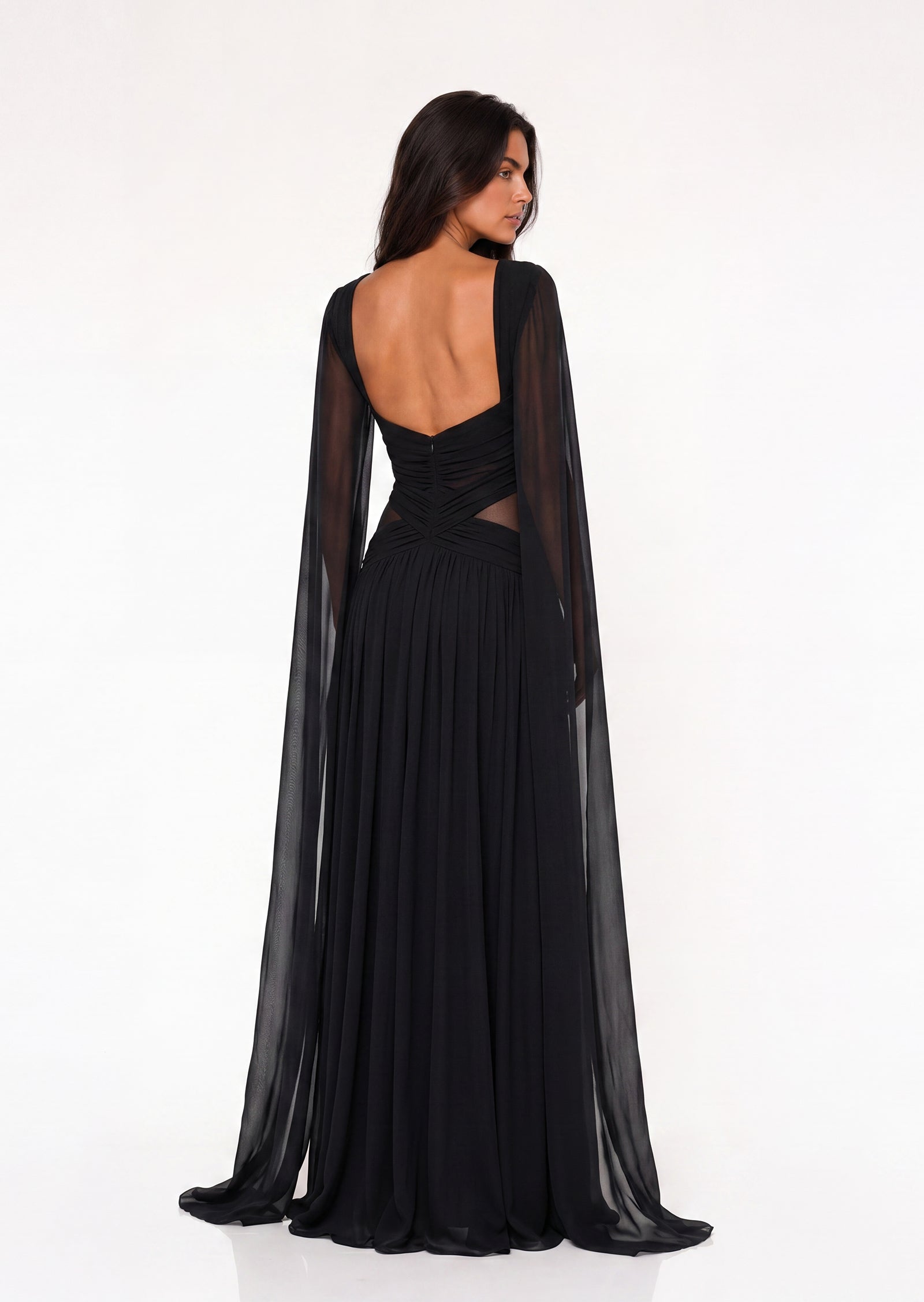 Aase Open Back Ribbon Maxi Dress In Black