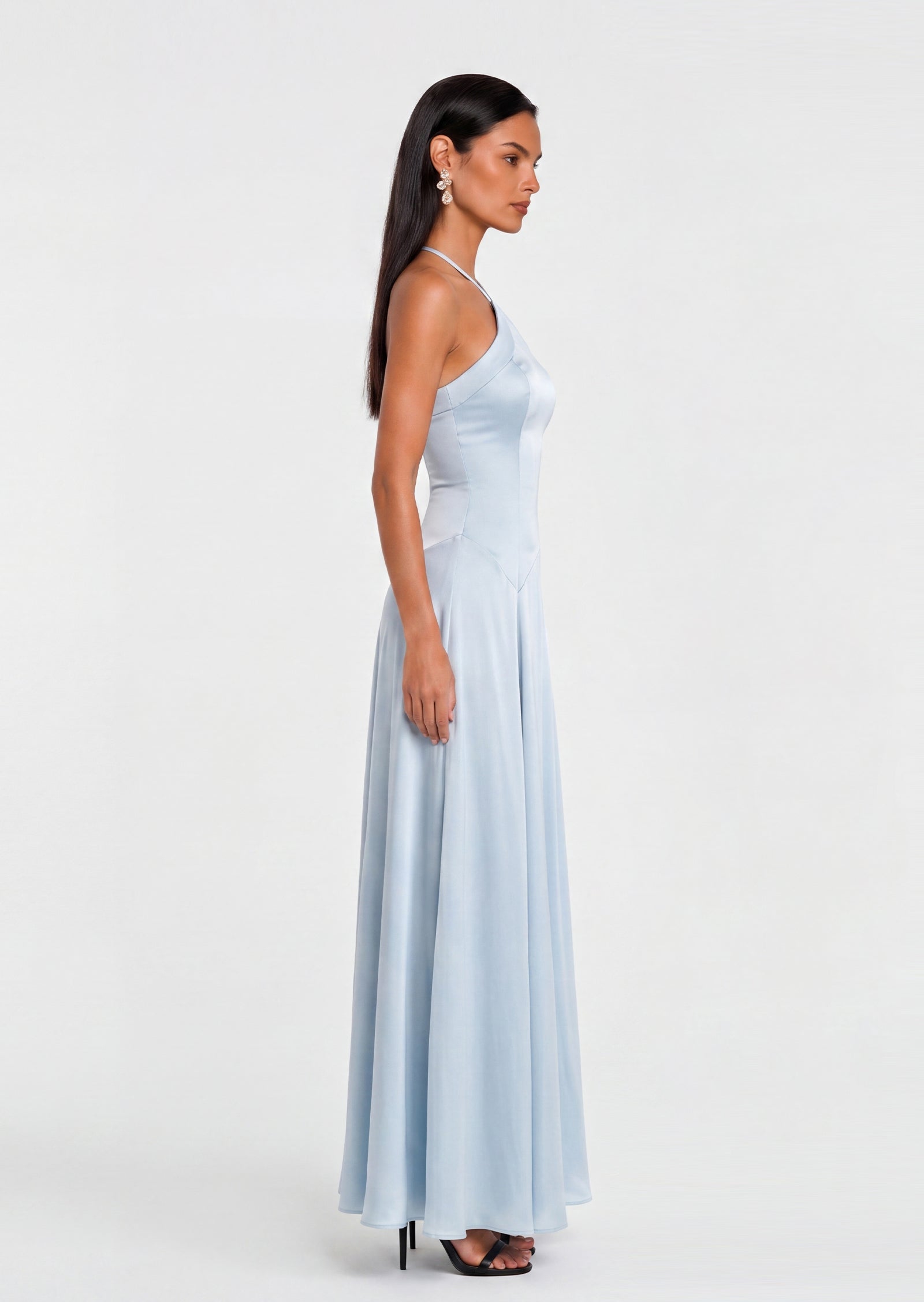 Midikleid in A-Linie mit Blumenmuster und Laternenärmeln