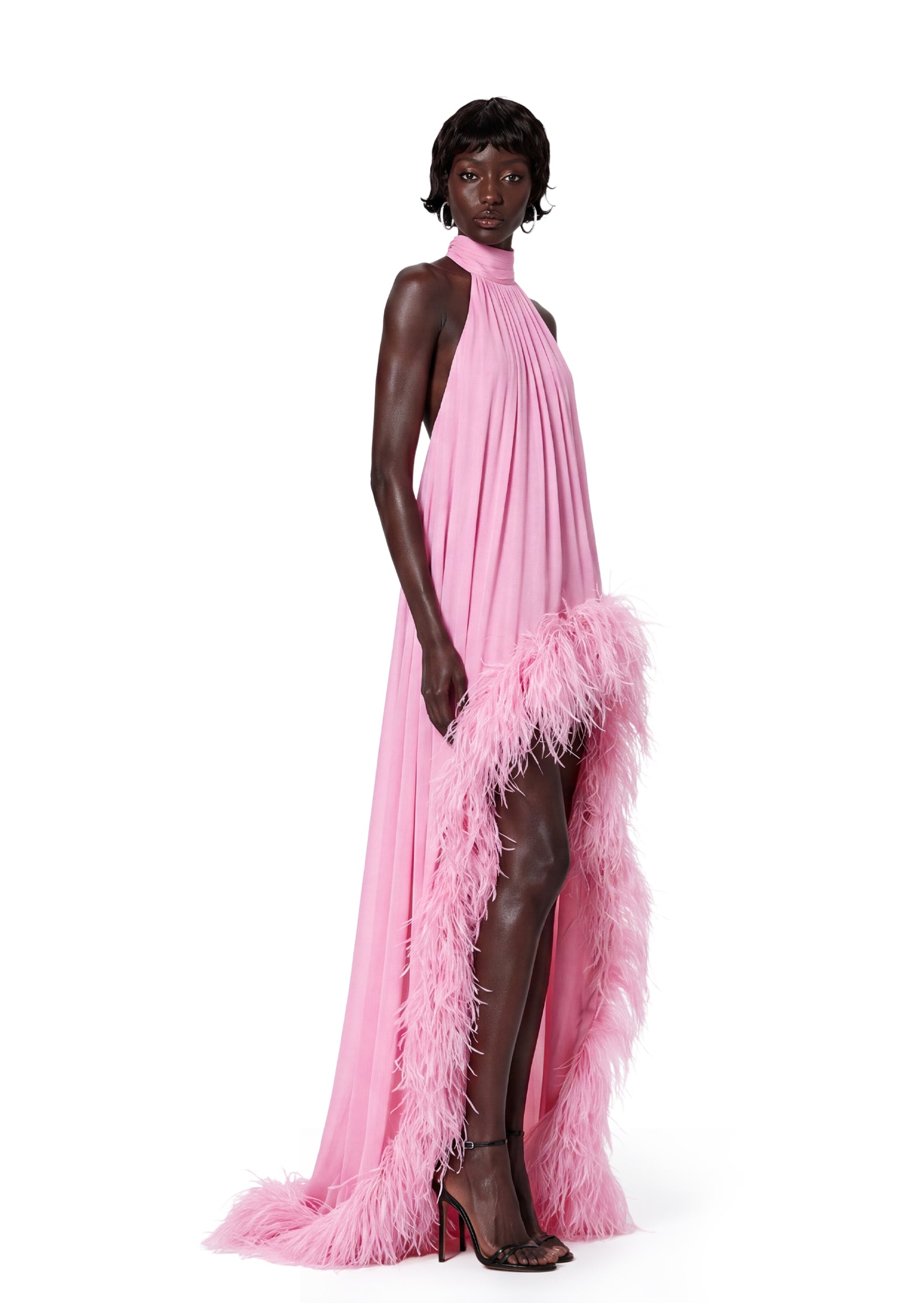 Leola Halter Neck Sleeveless Maxi Dress In Pink