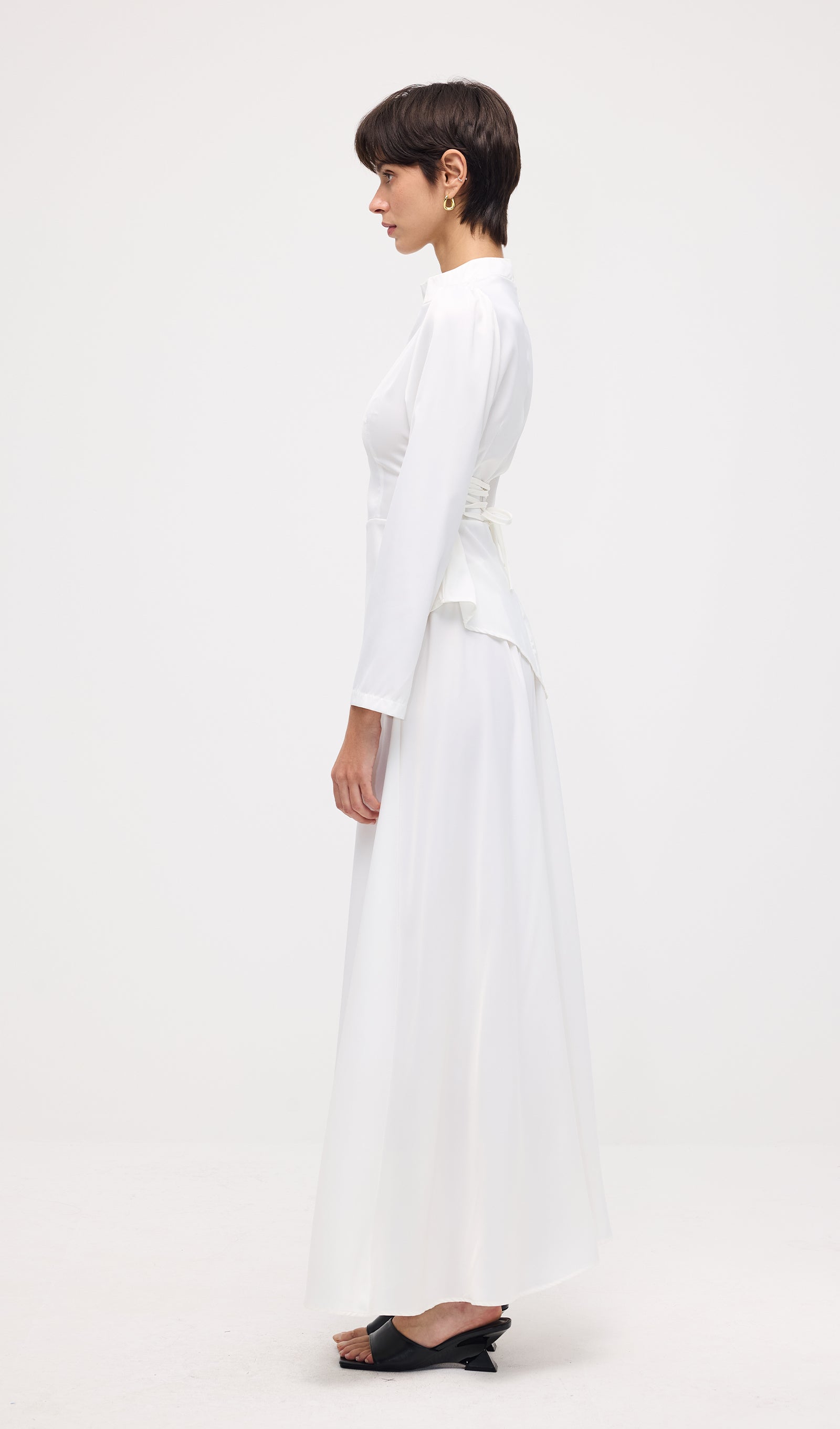 Satin Long Sleeve Two Piece Set Maxi Dress