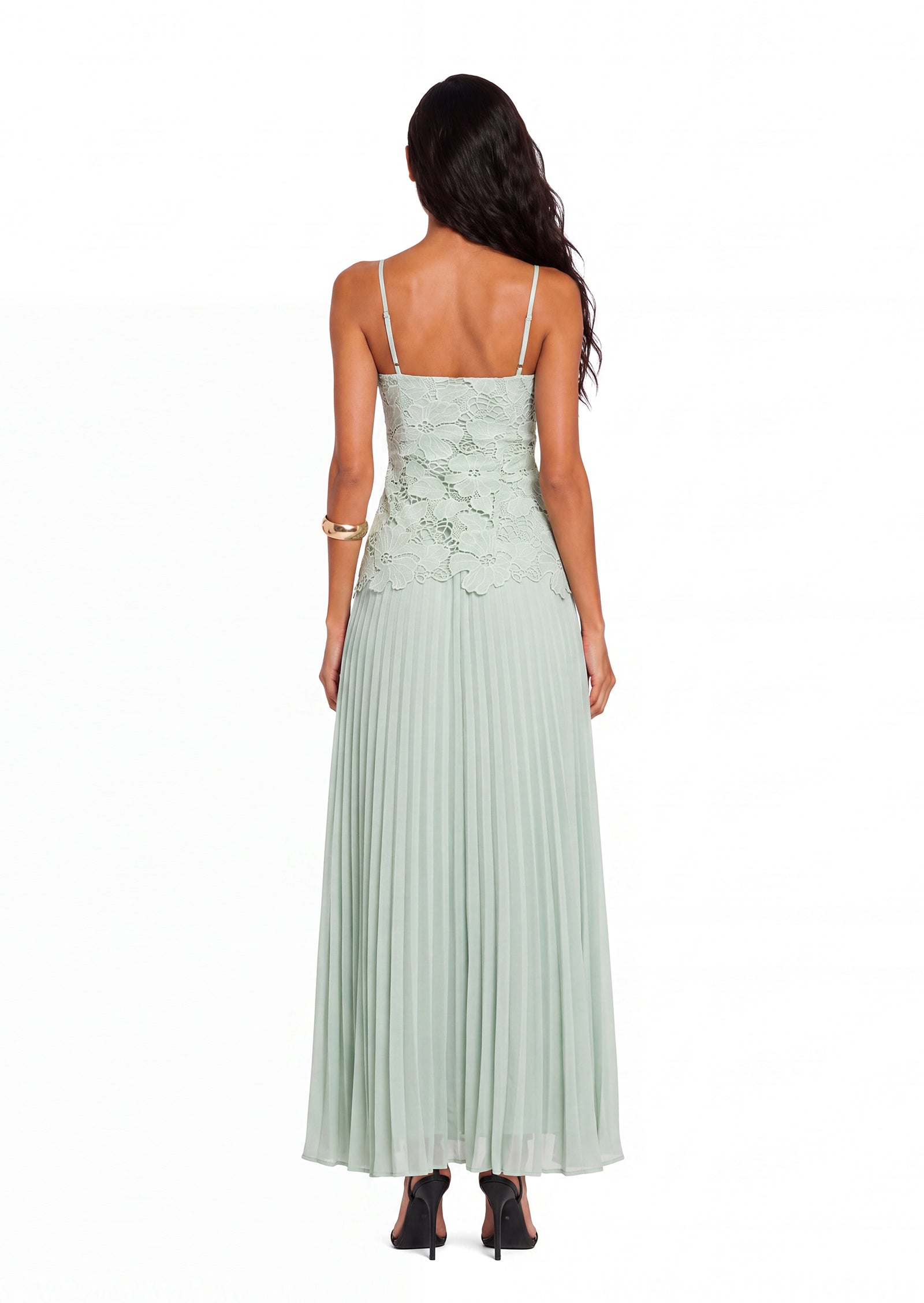 Vaclav Lace Sleeveless Maxi Dress In Mint Green