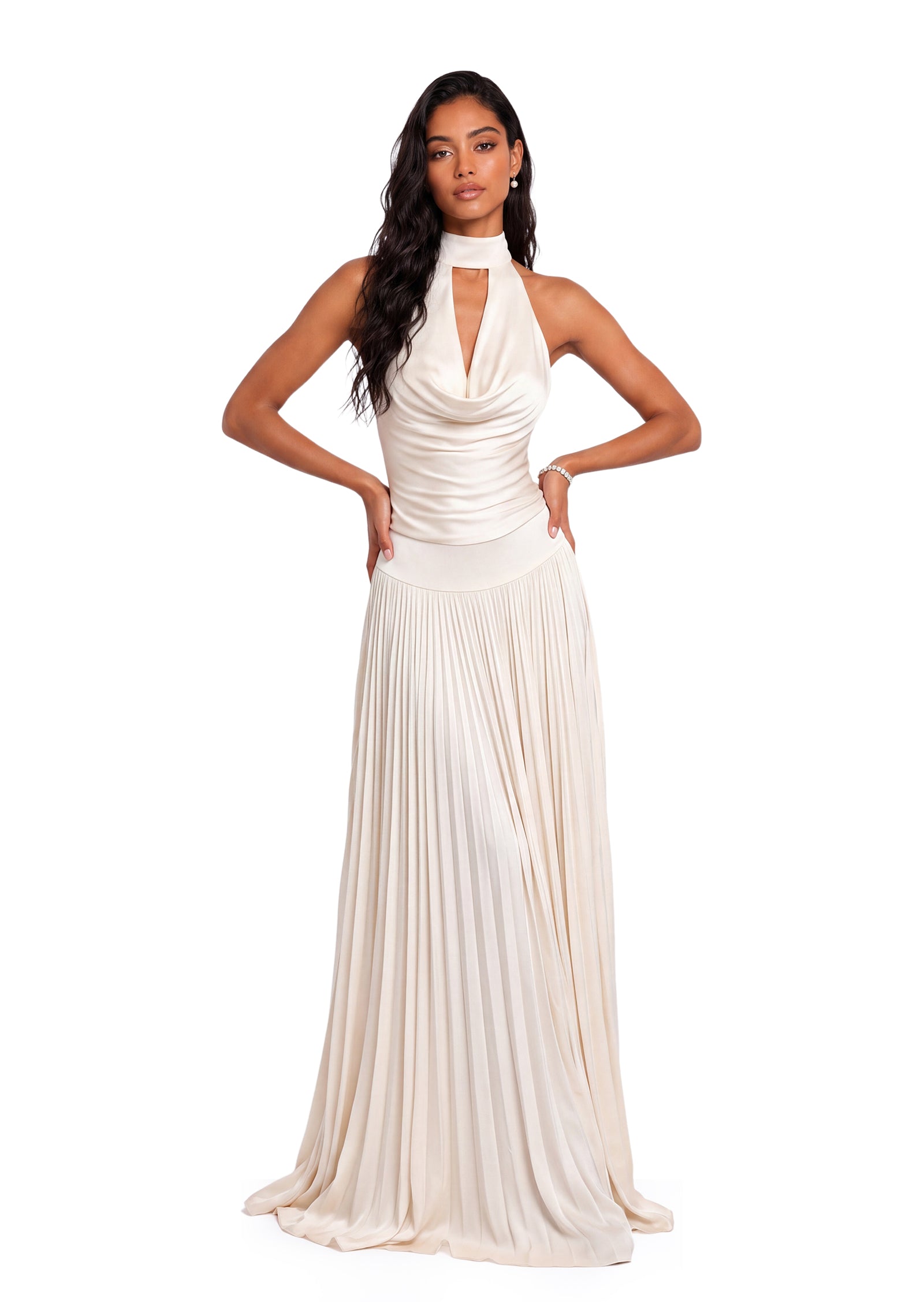 Gail Halter Neck Maxi Dress In White