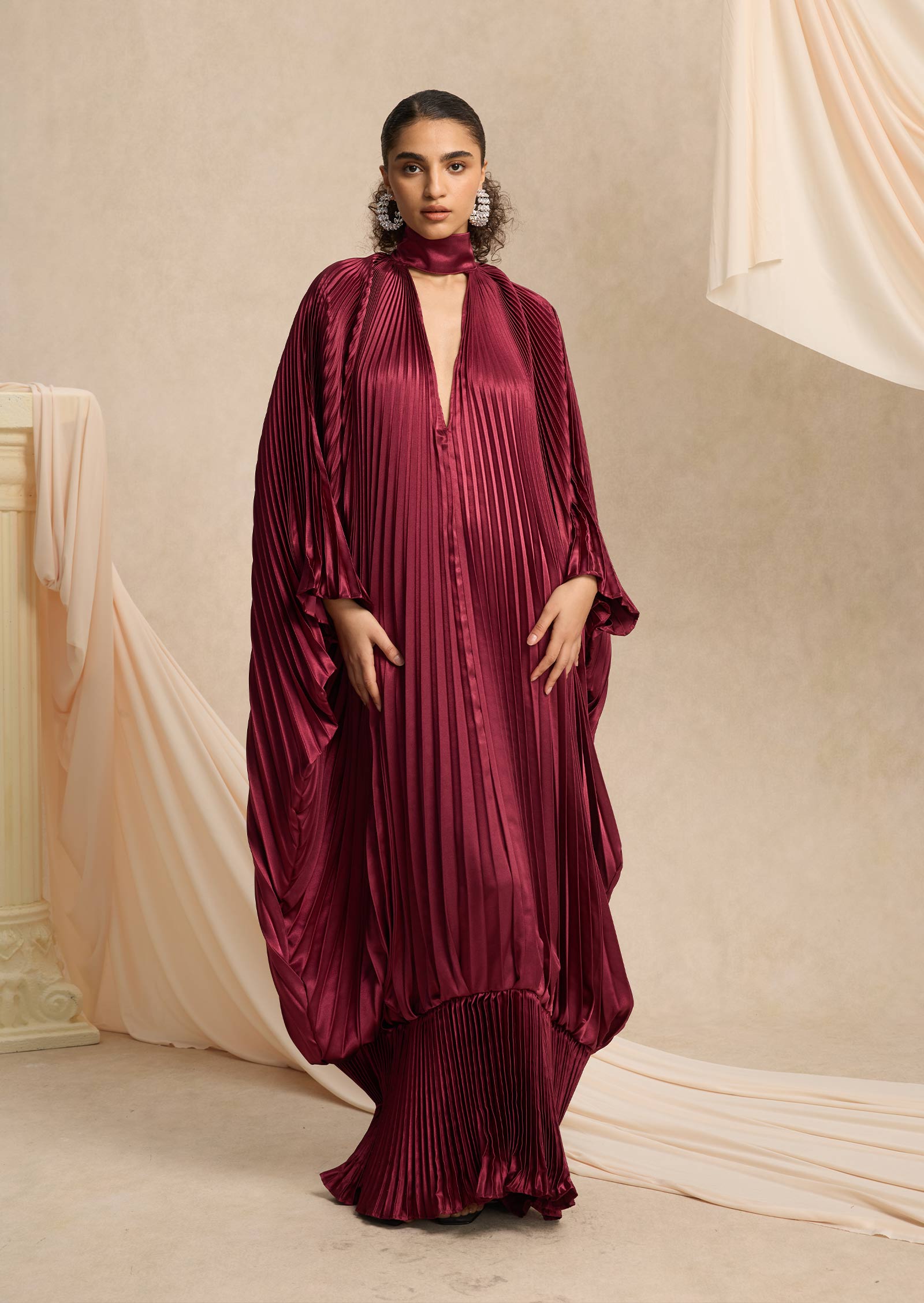 Midikleid in A-Linie mit Blumenmuster und Laternenärmeln