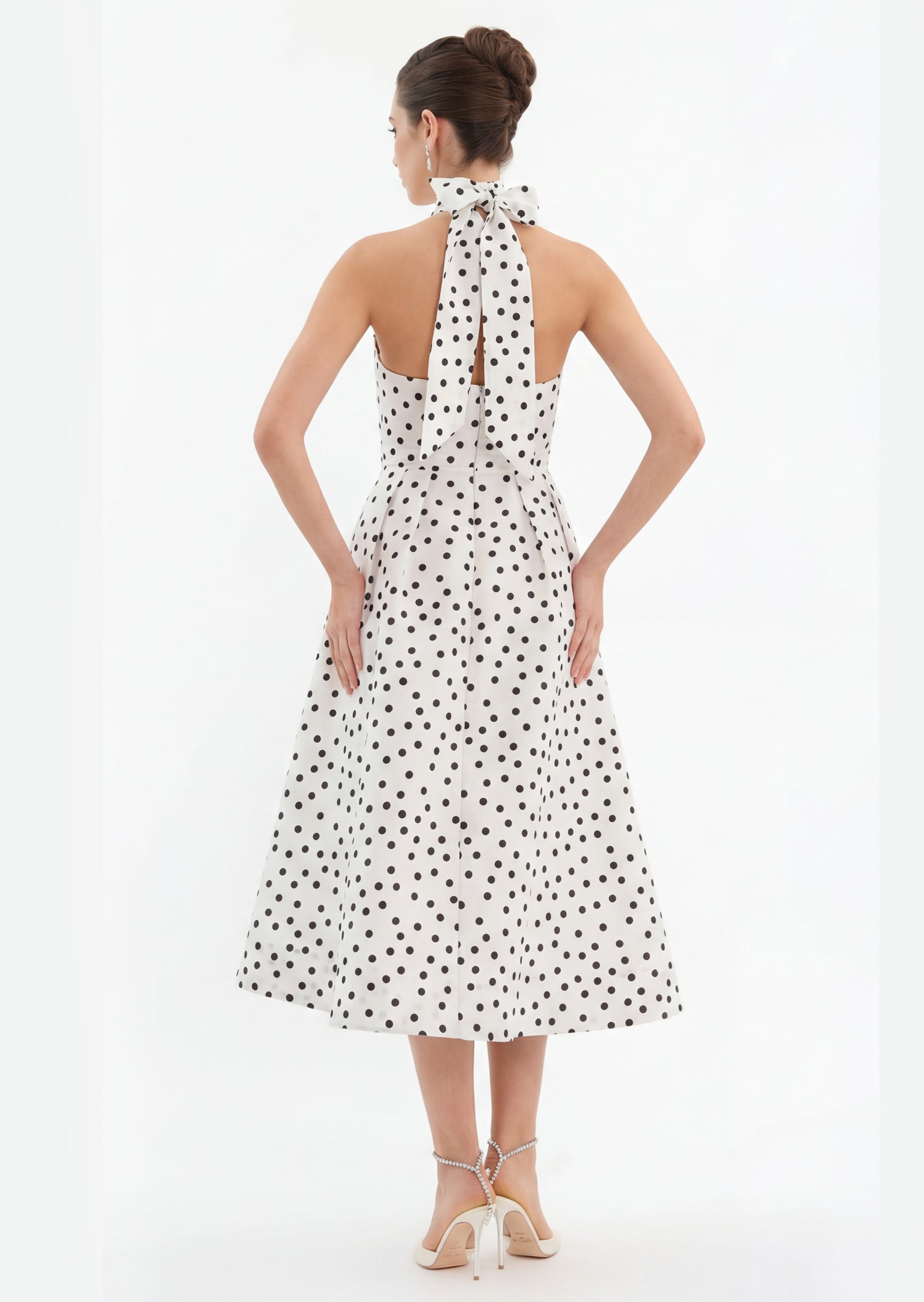 Tovey Polka Dot Turtleneck Midi Dress