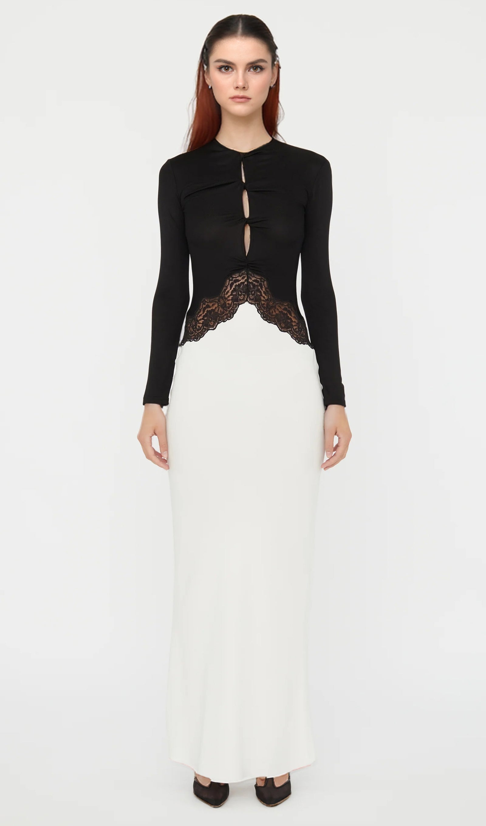 Open Twist Lace Maxi Dress