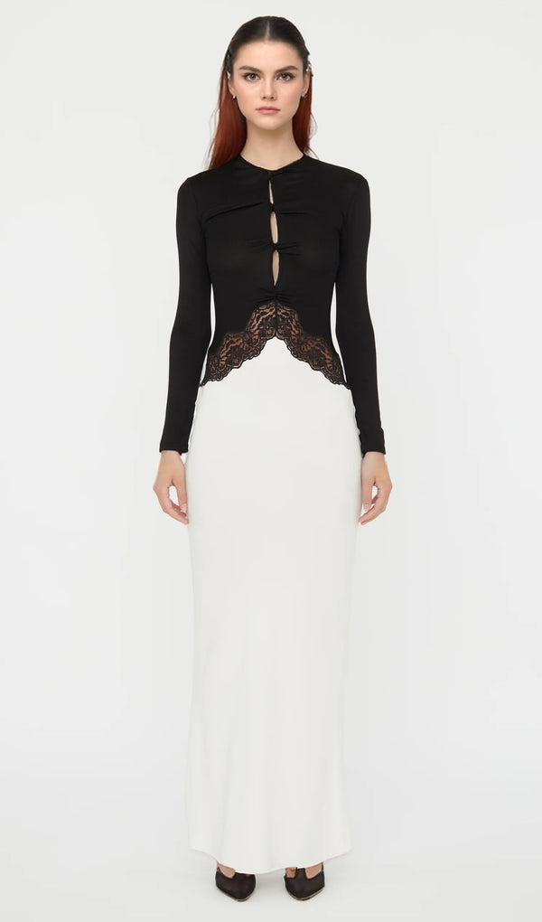 Midikleid in A-Linie mit Blumenmuster und Laternenärmeln