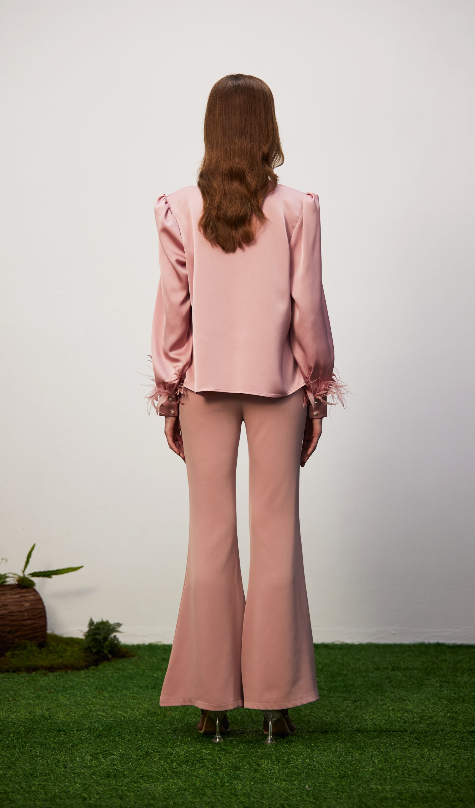 Cowel Neck Satin Blouse Top