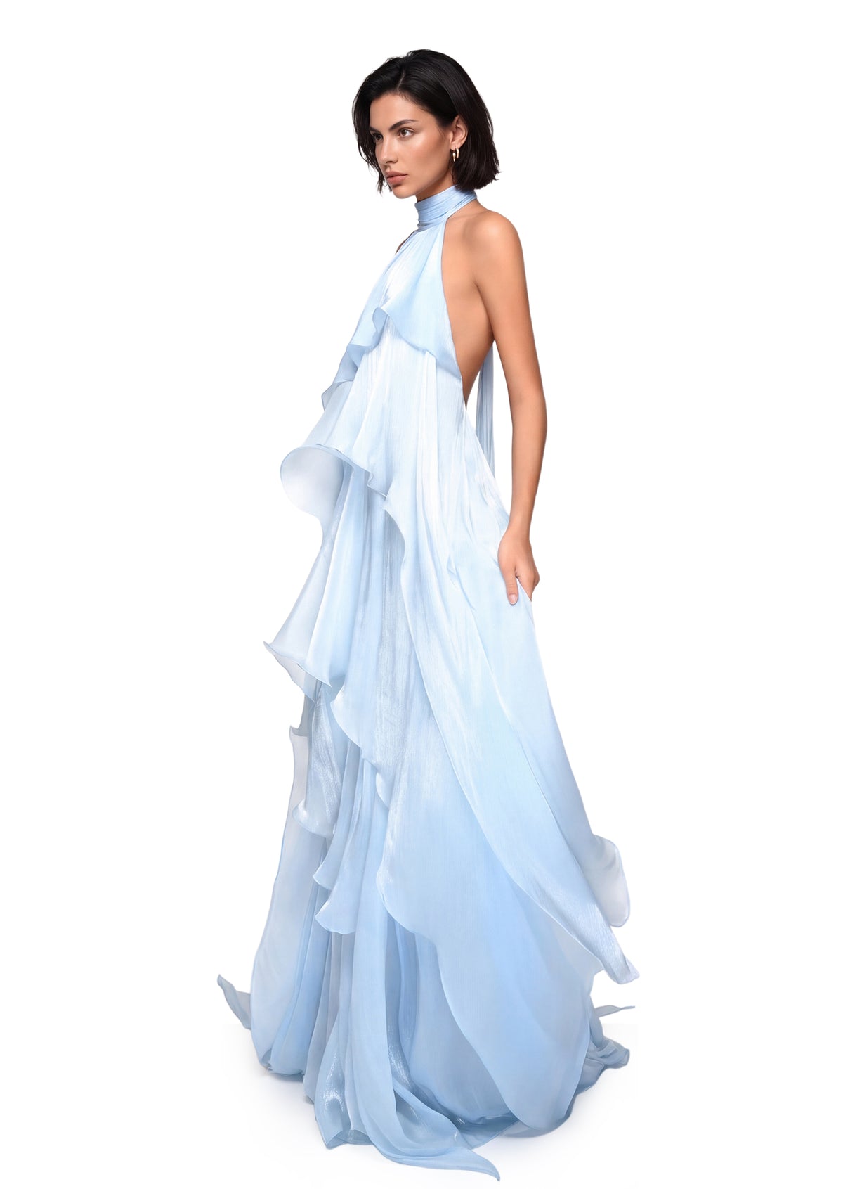 Zared Halter Neck Ruffled Maxi Dress