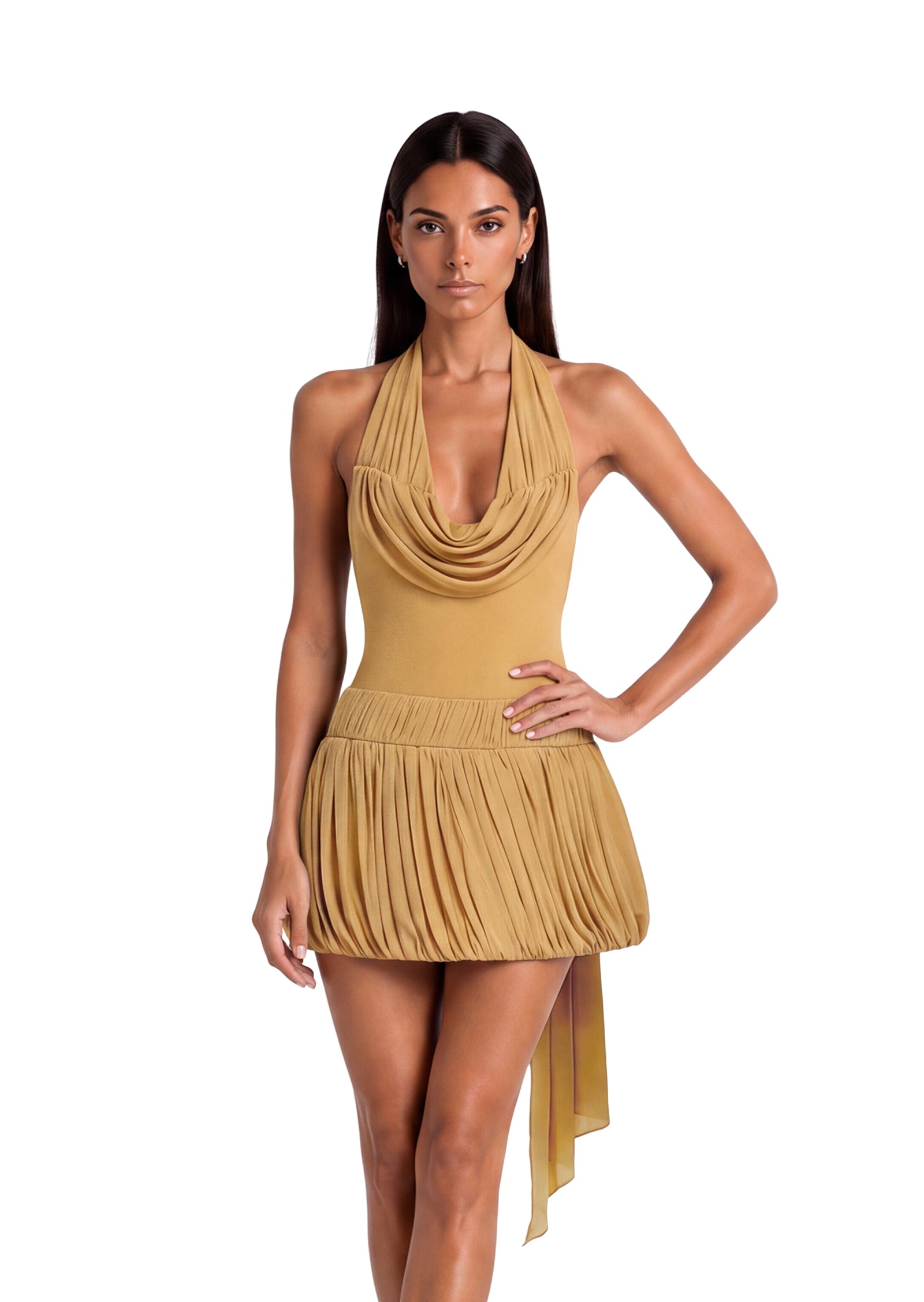 Diwata Halter Neck Stretch Mini Dress