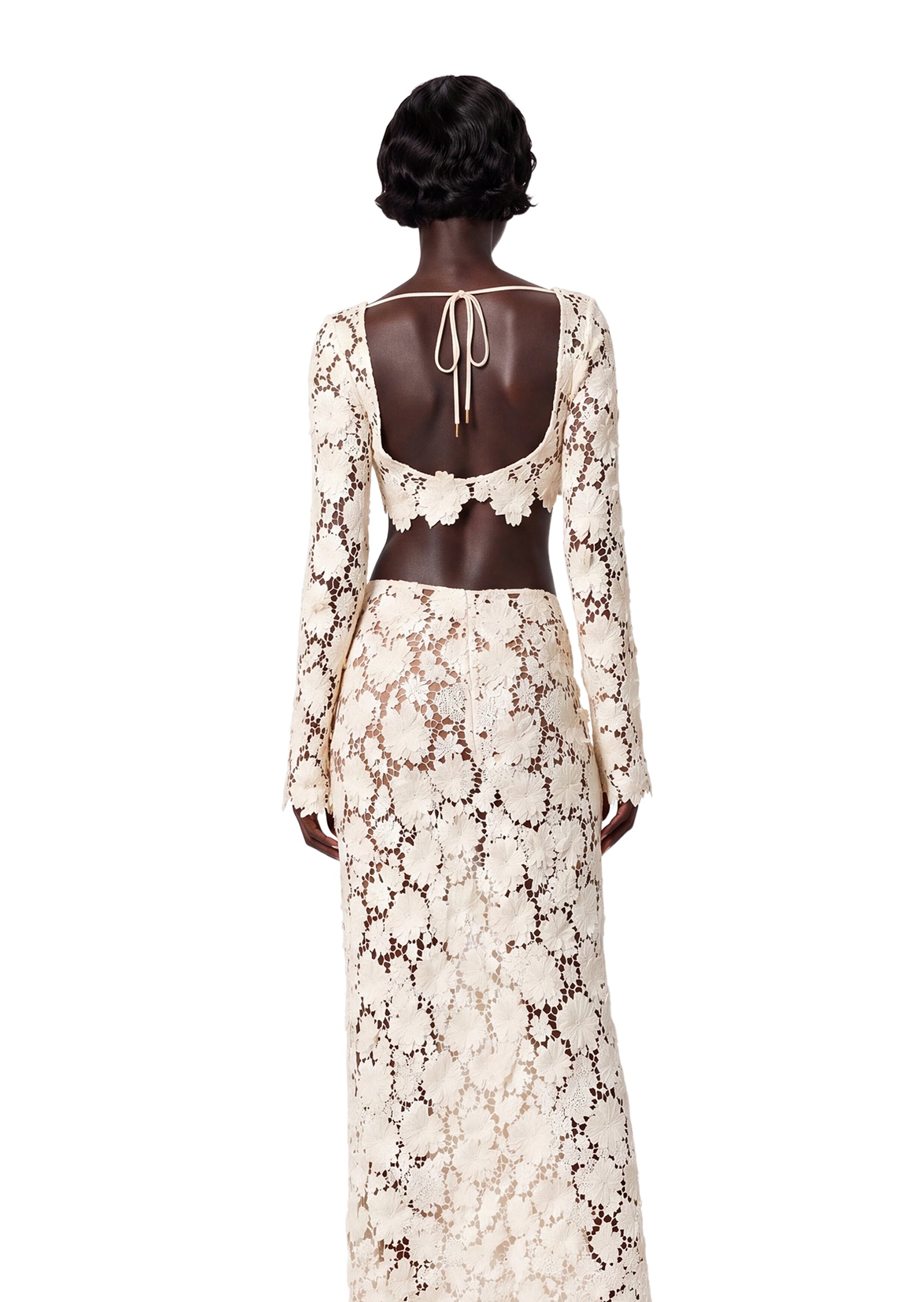 Midikleid in A-Linie mit Blumenmuster und Laternenärmeln