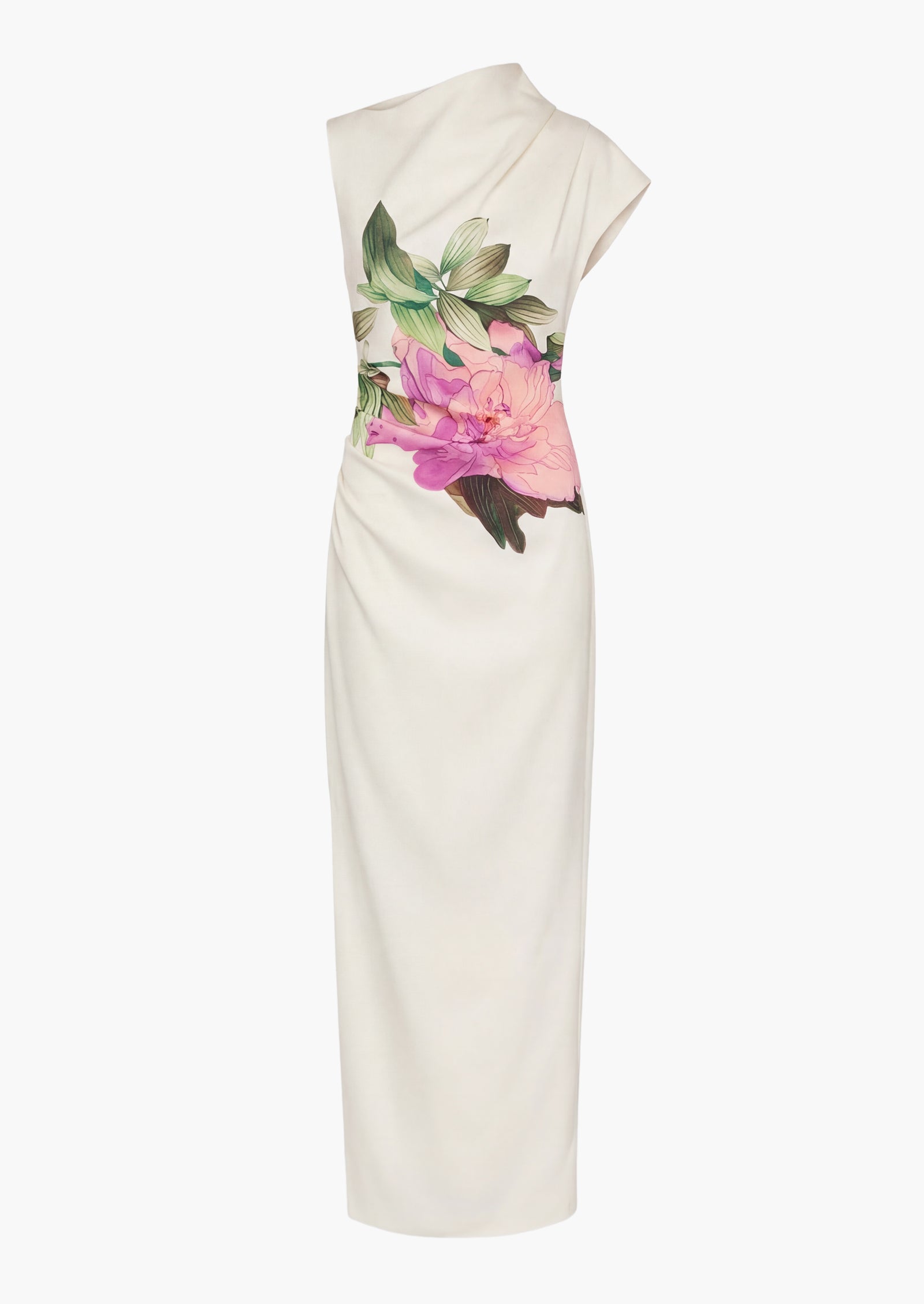 Midikleid in A-Linie mit Blumenmuster und Laternenärmeln
