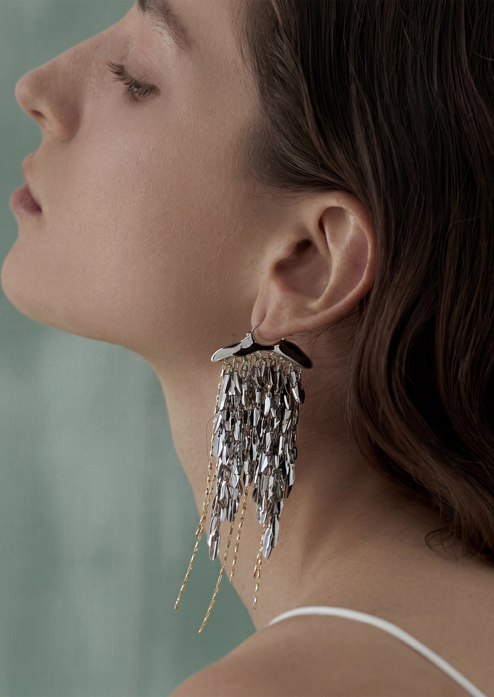 Yoli Gold Leaf Fringe Earrings