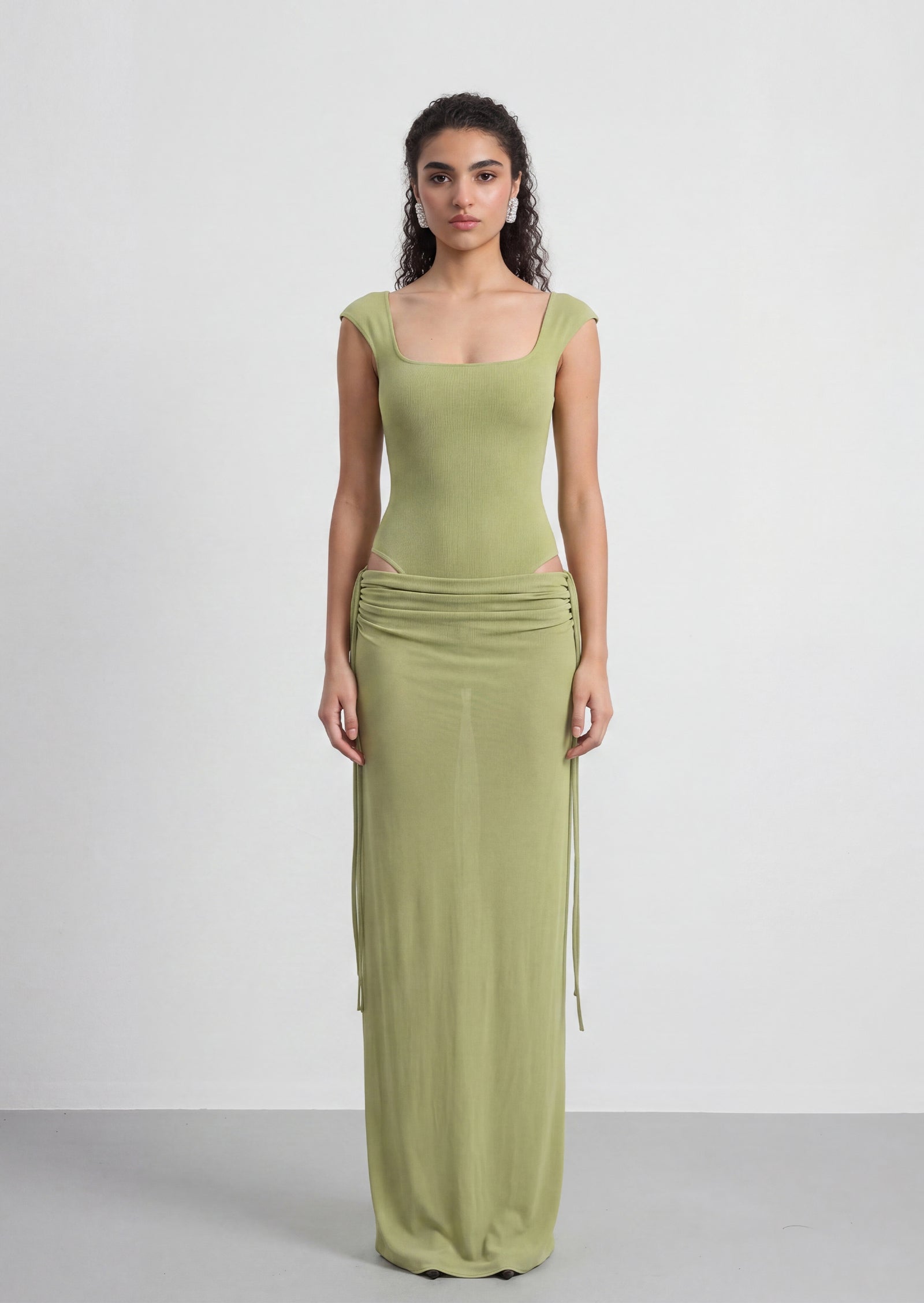 Karina Draped Cut Out Dress In Green