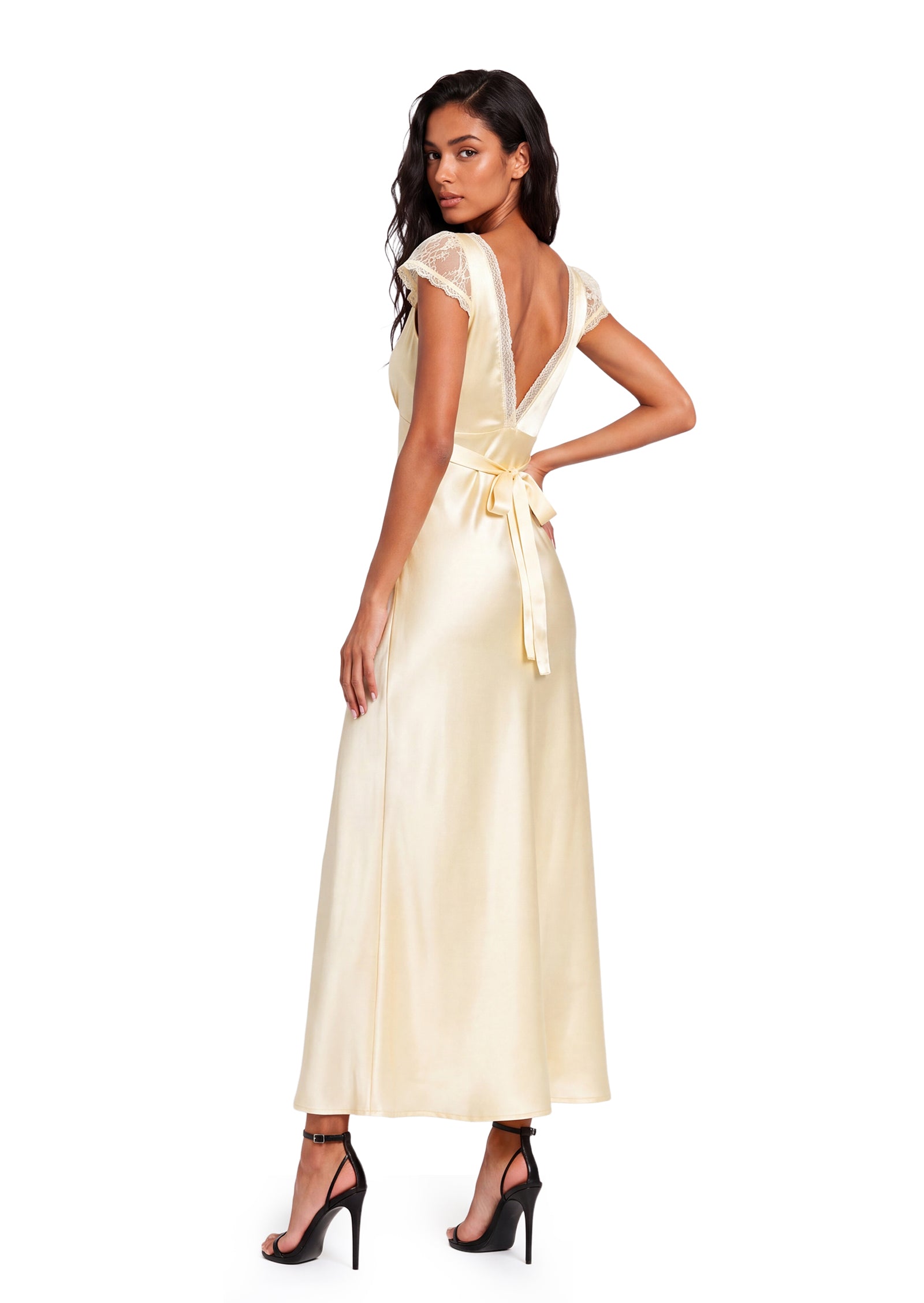 Gorelia Tulle Trimmed Satin Midi Dress