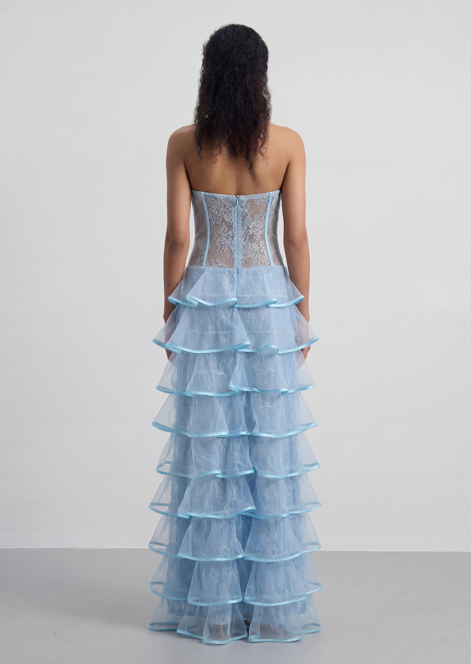 Midikleid in A-Linie mit Blumenmuster und Laternenärmeln