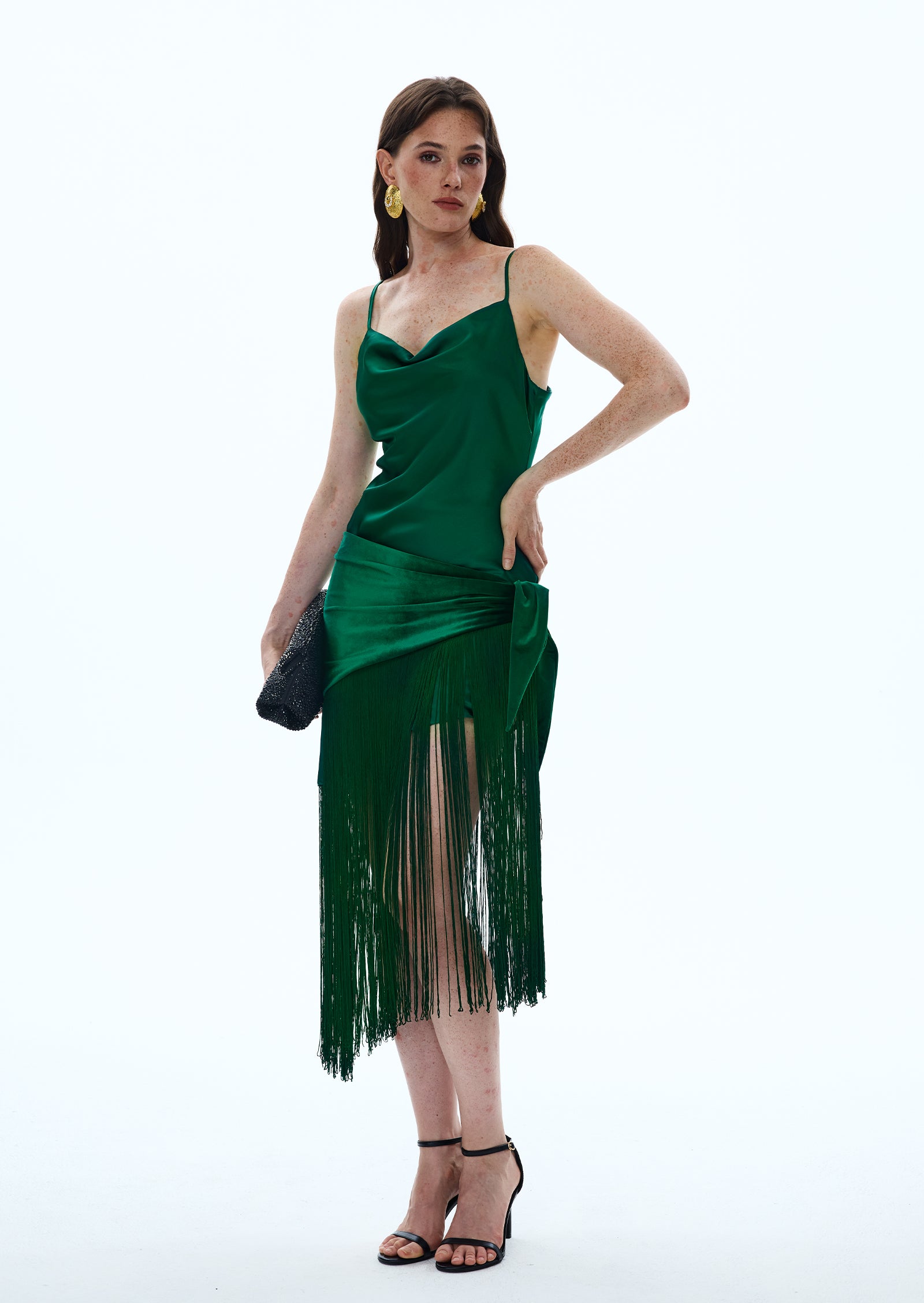 Midikleid in A-Linie mit Blumenmuster und Laternenärmeln