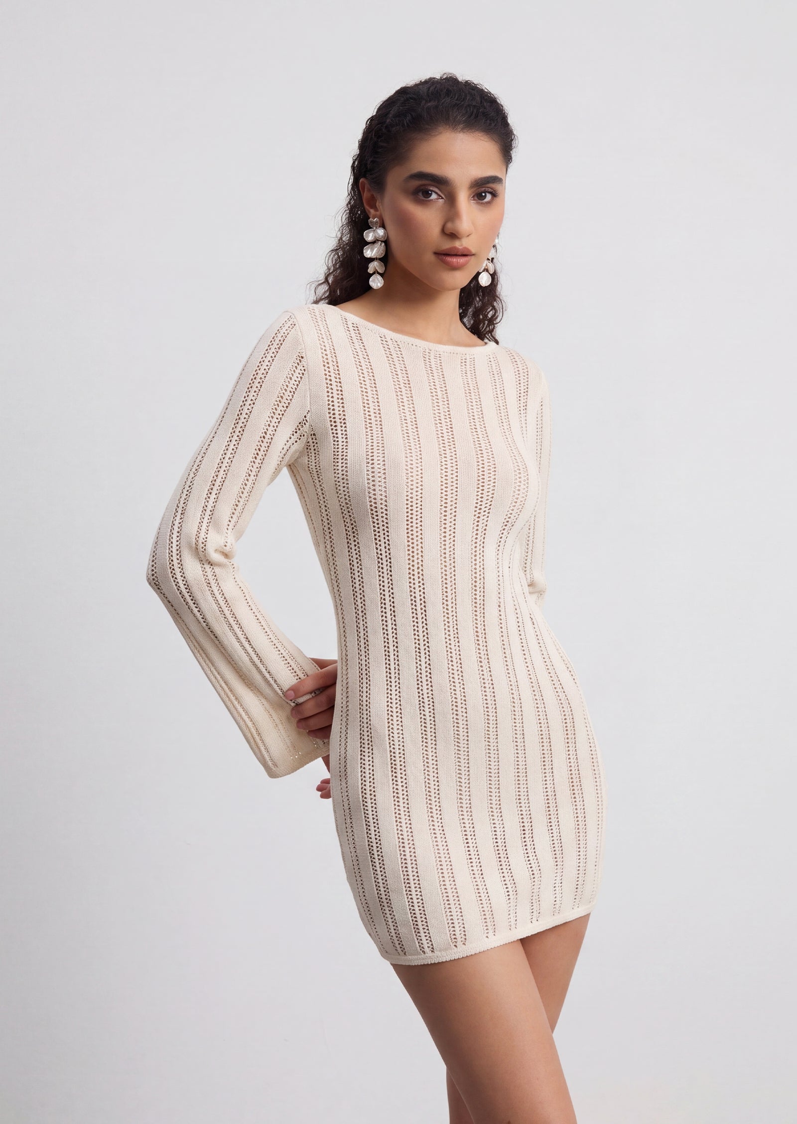 Ashika Hollow Knit Mini Dress