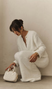 Fluffy Knitted Cardigan & Maxi Skirt Set