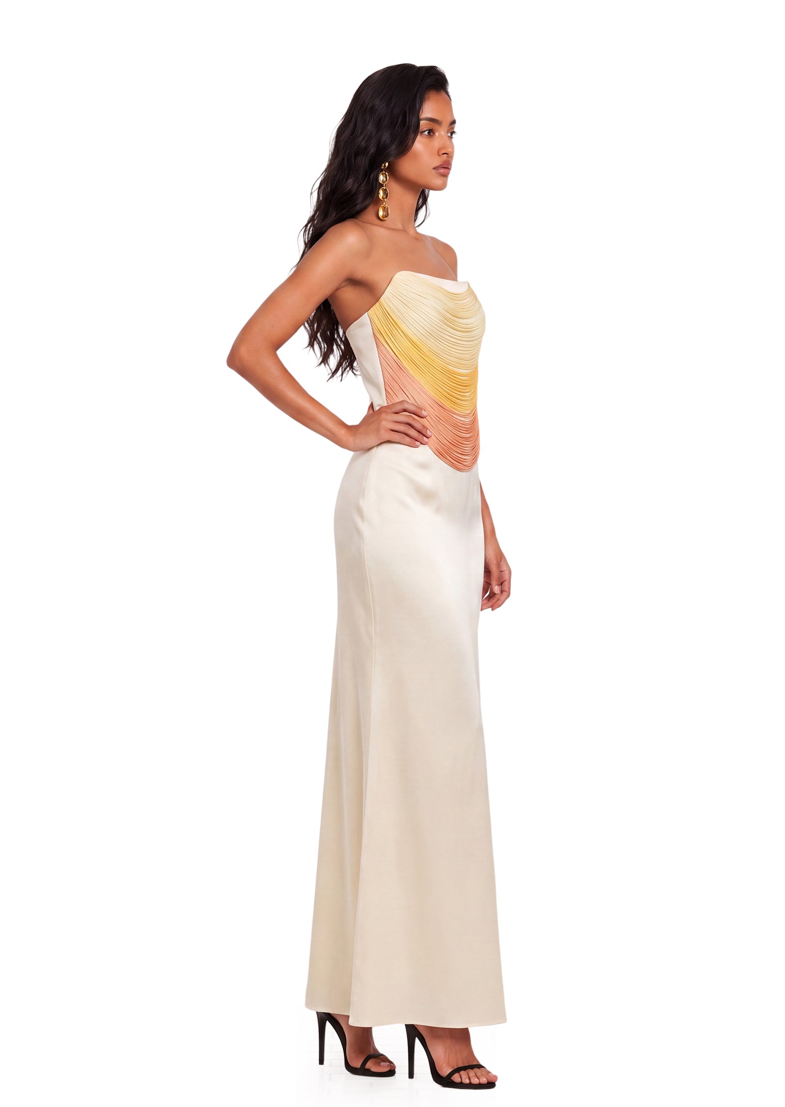 Midikleid in A-Linie mit Blumenmuster und Laternenärmeln