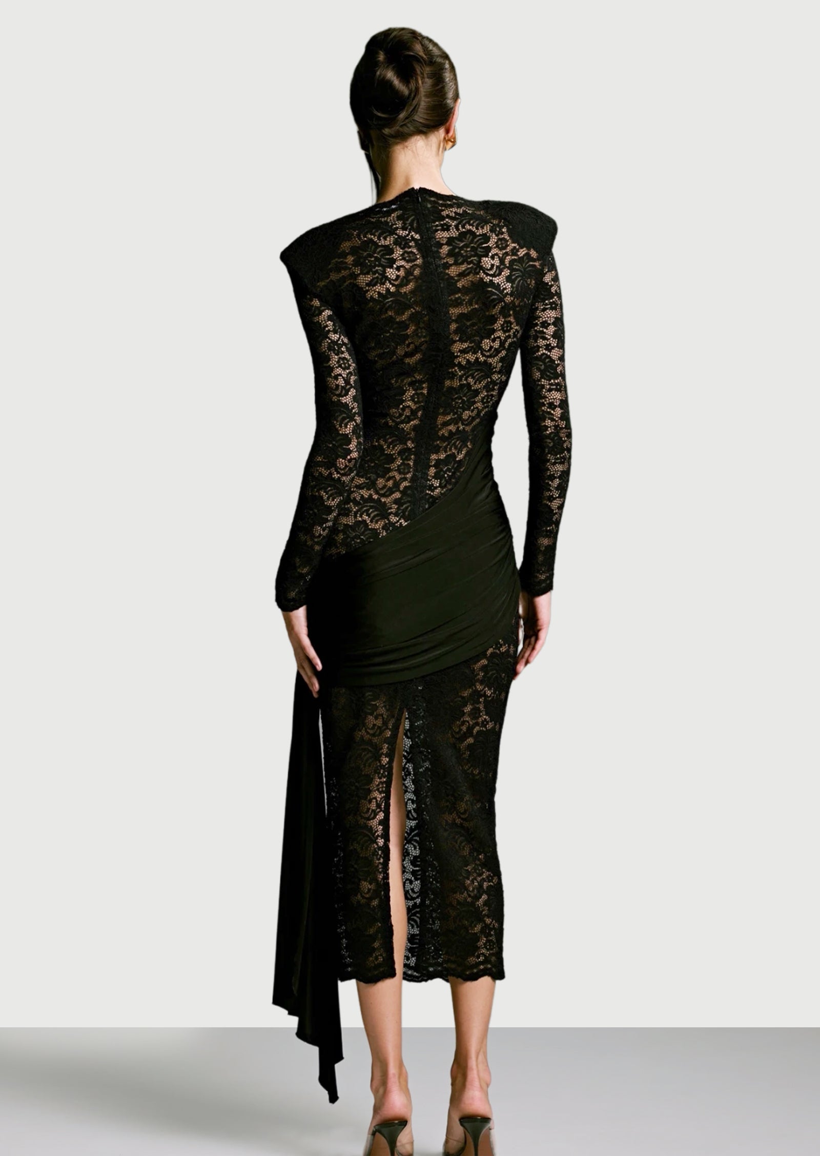 Siren Lace Midi Dress In Black