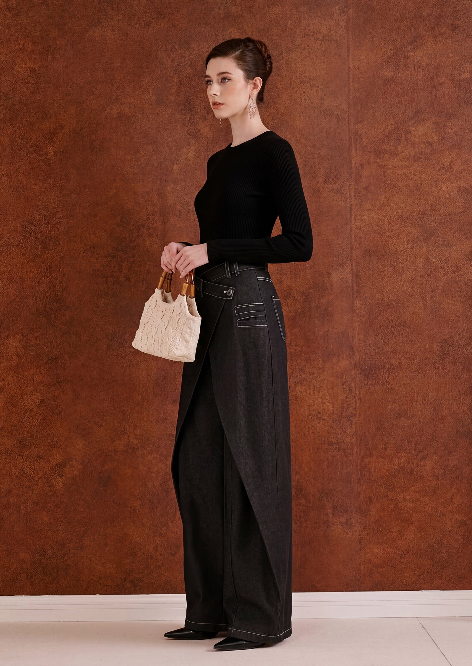 Norma Fake Two-Piece Wide-Leg Jeans