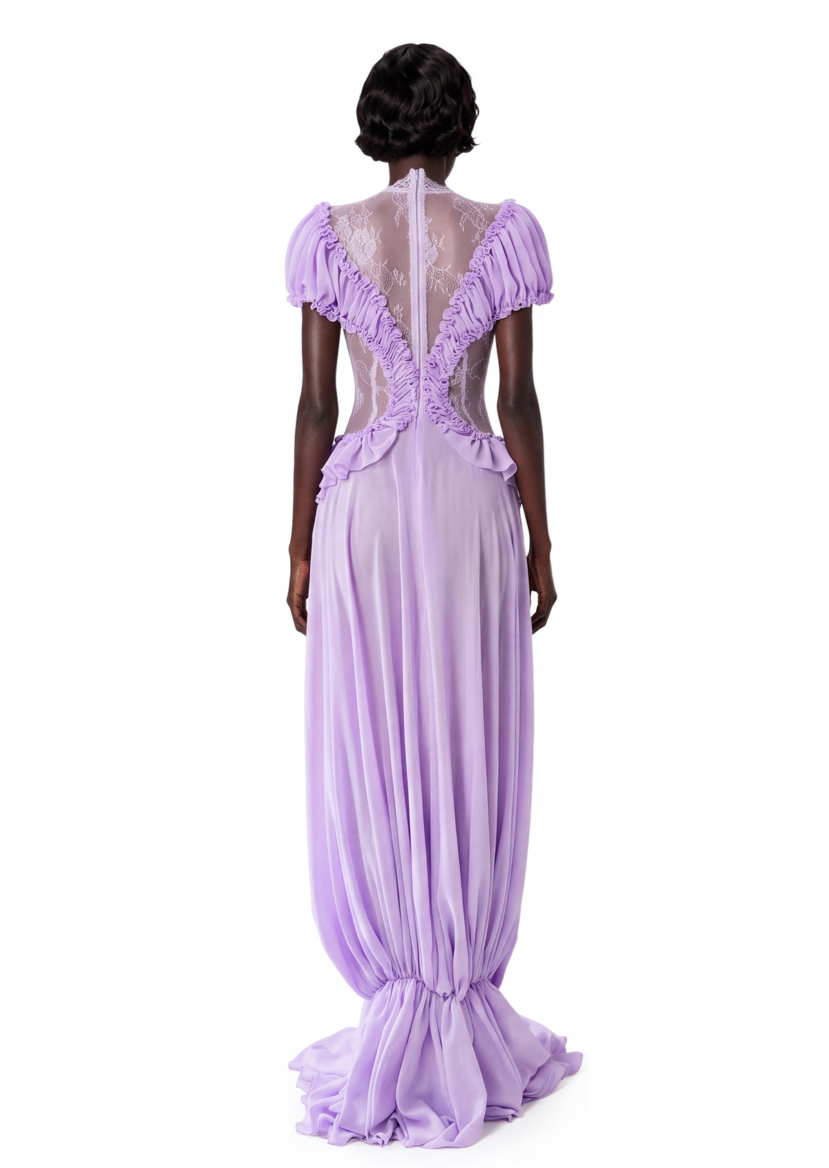 Midikleid in A-Linie mit Blumenmuster und Laternenärmeln