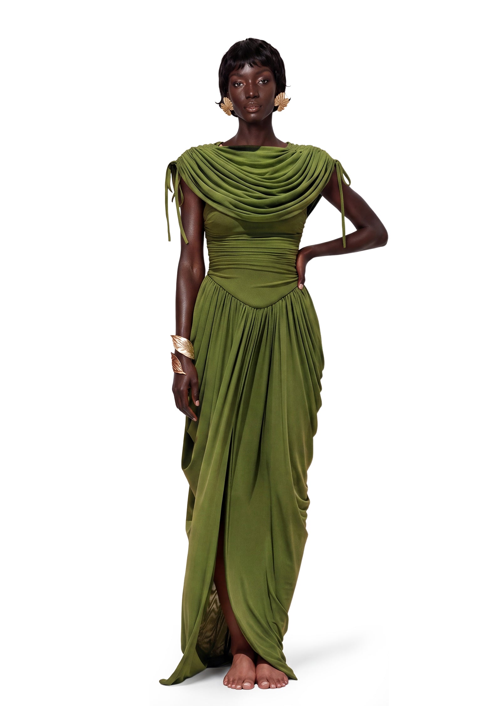 Midikleid in A-Linie mit Blumenmuster und Laternenärmeln