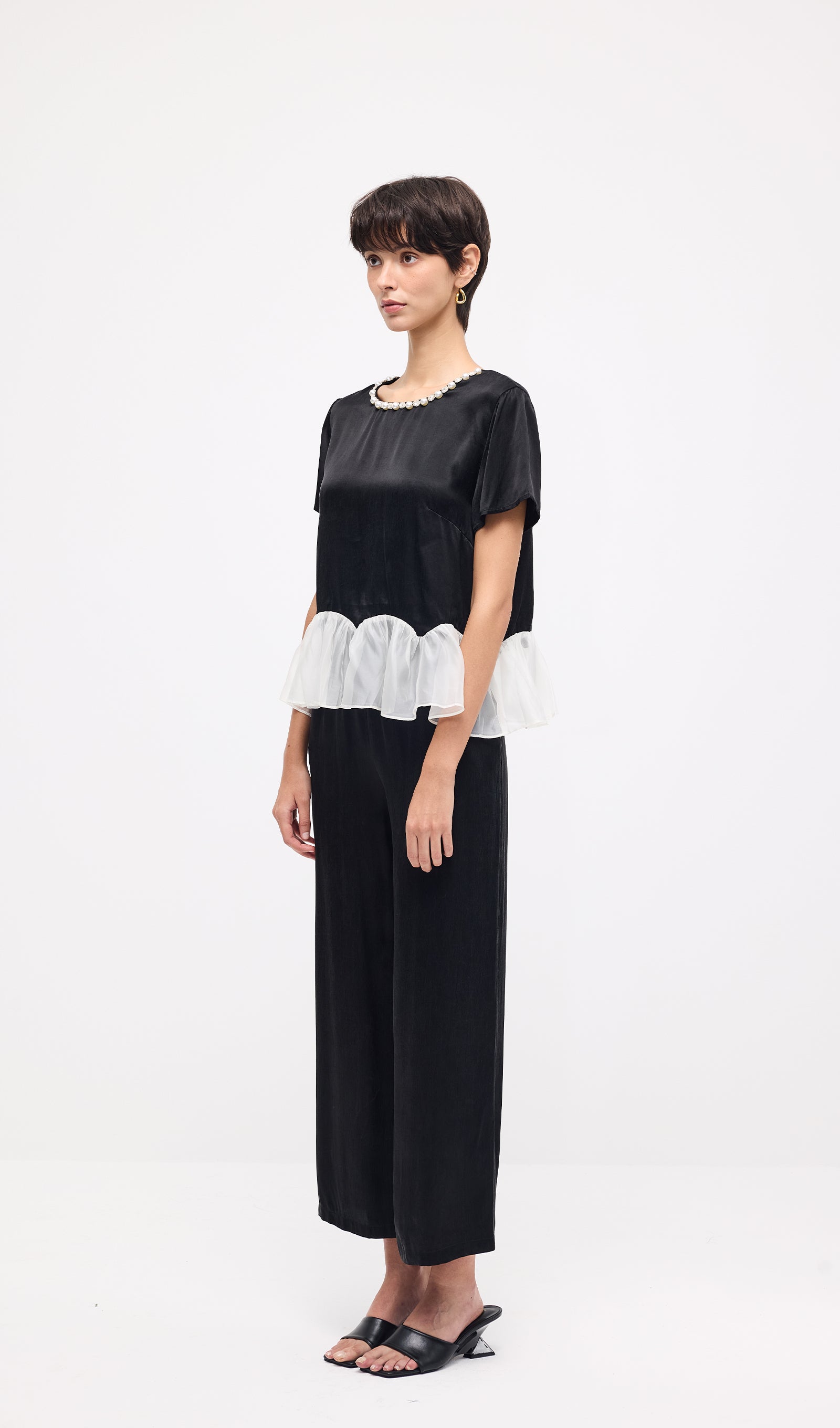Midikleid in A-Linie mit Blumenmuster und Laternenärmeln