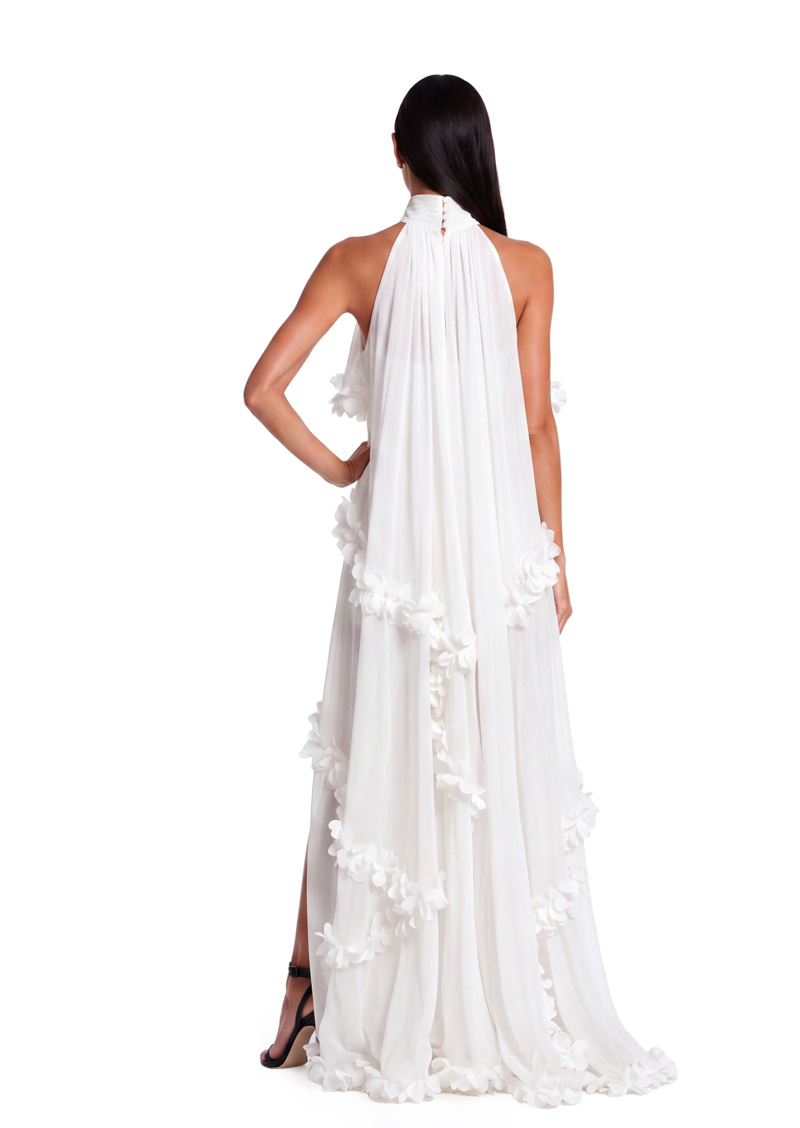 Midikleid in A-Linie mit Blumenmuster und Laternenärmeln