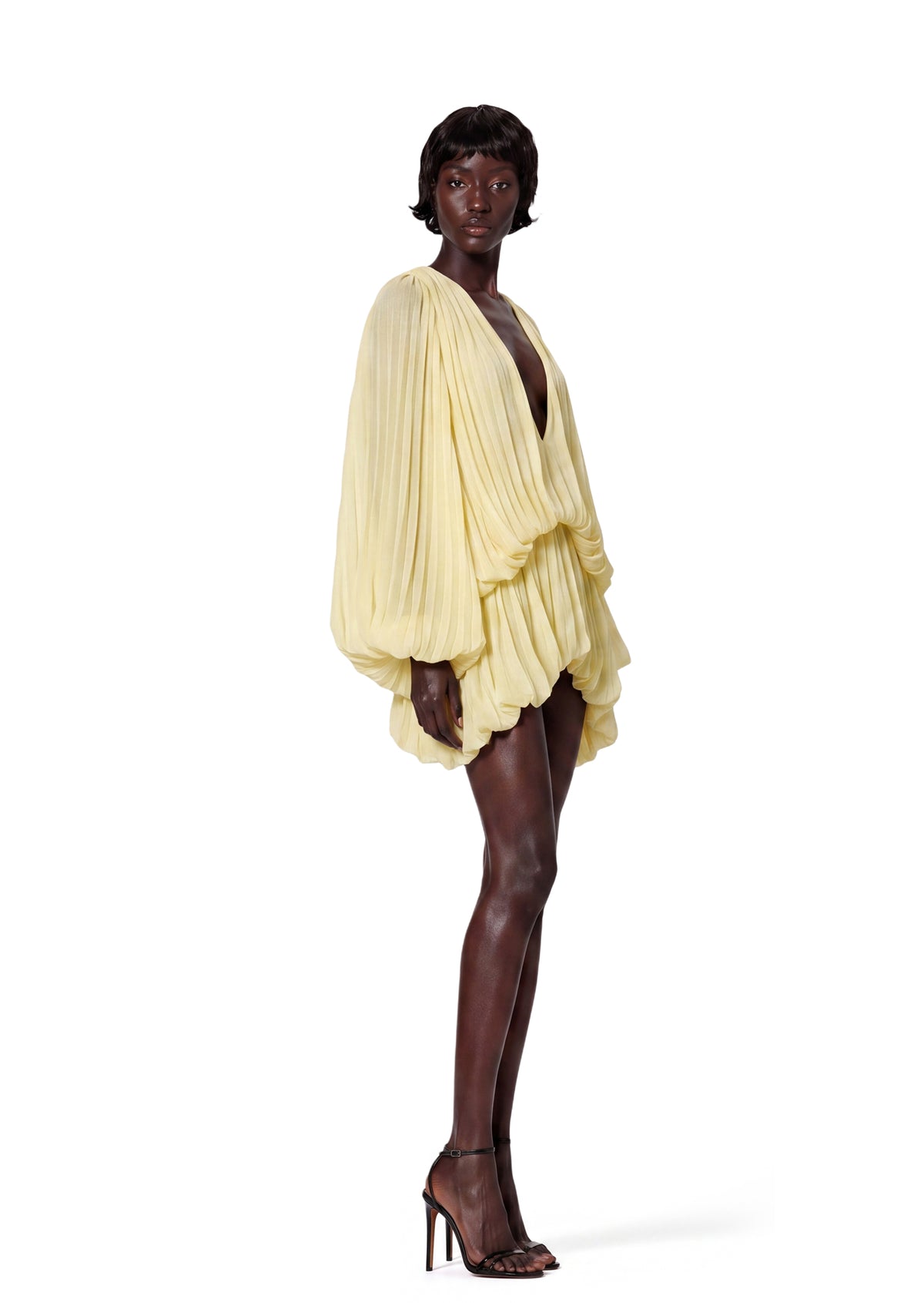 Maame Low Cut Puff Sleeve Mini Dress