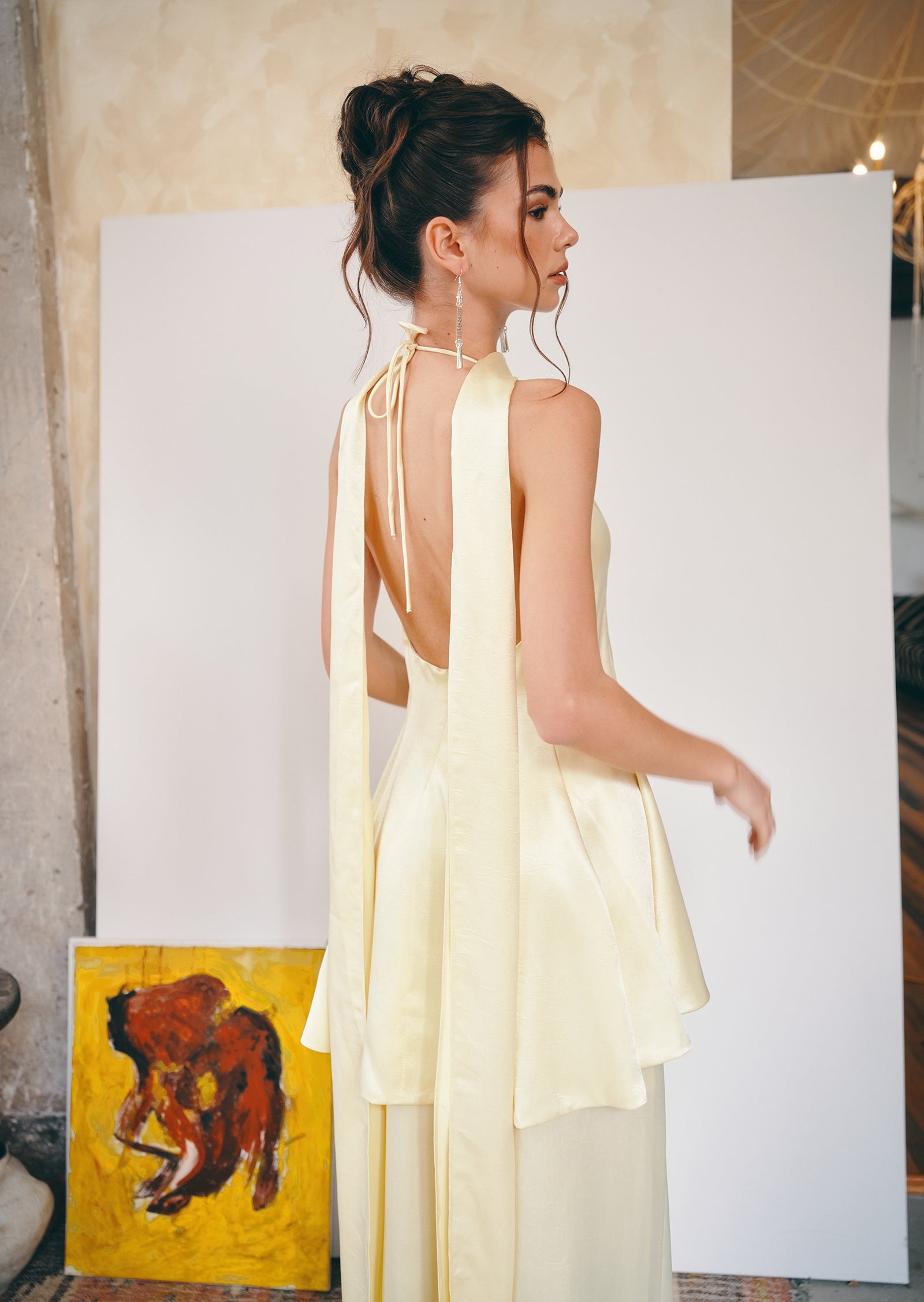 Midikleid in A-Linie mit Blumenmuster und Laternenärmeln