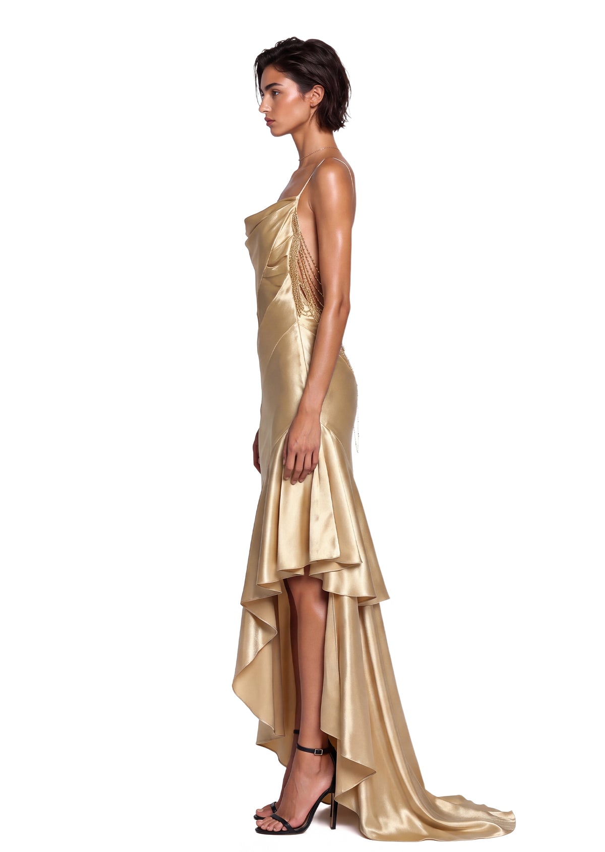 Zariel Open Back Ruffled Maxi Dress