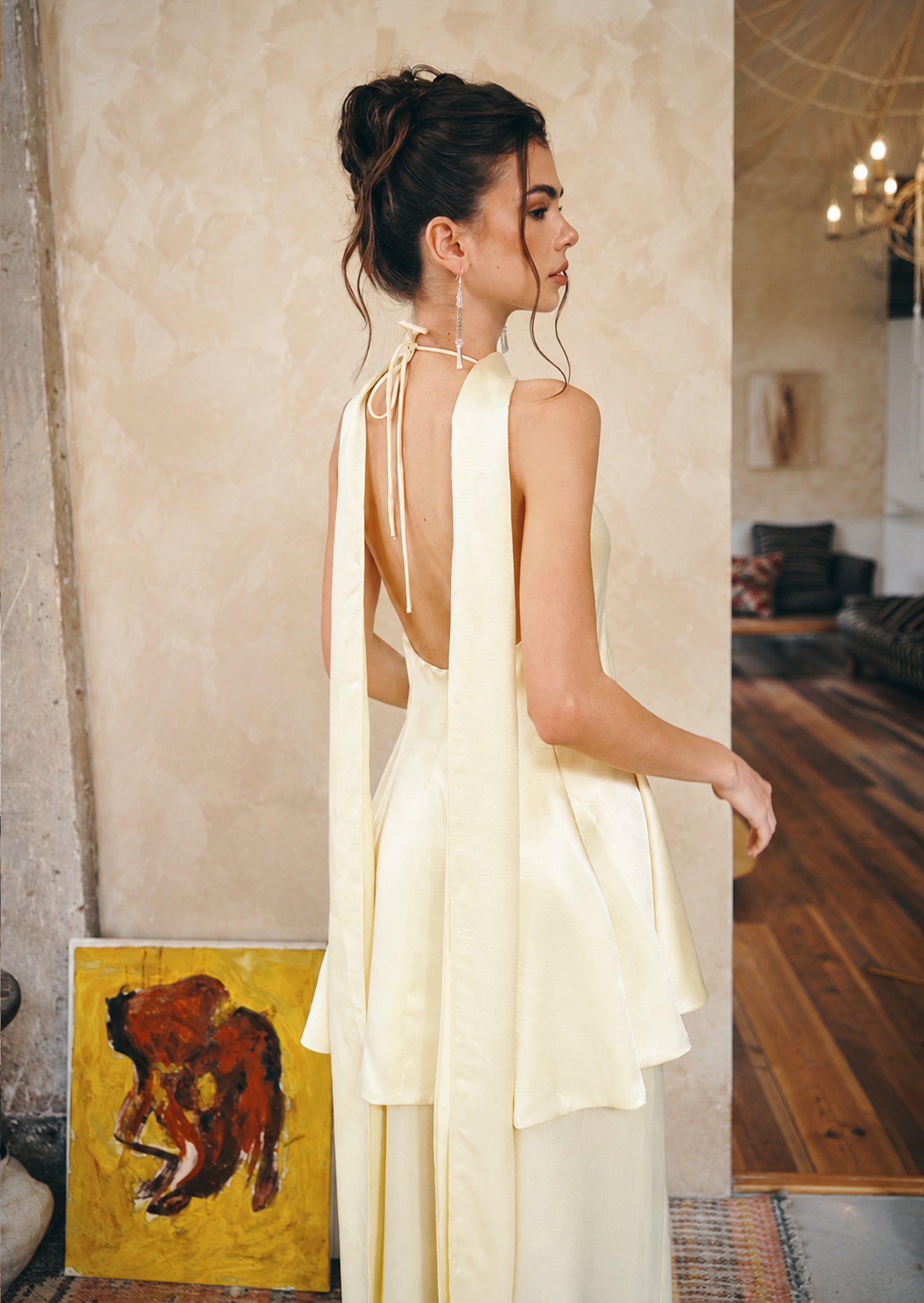 Abilyx Halter Top & Maxi Pants Set In Yellow