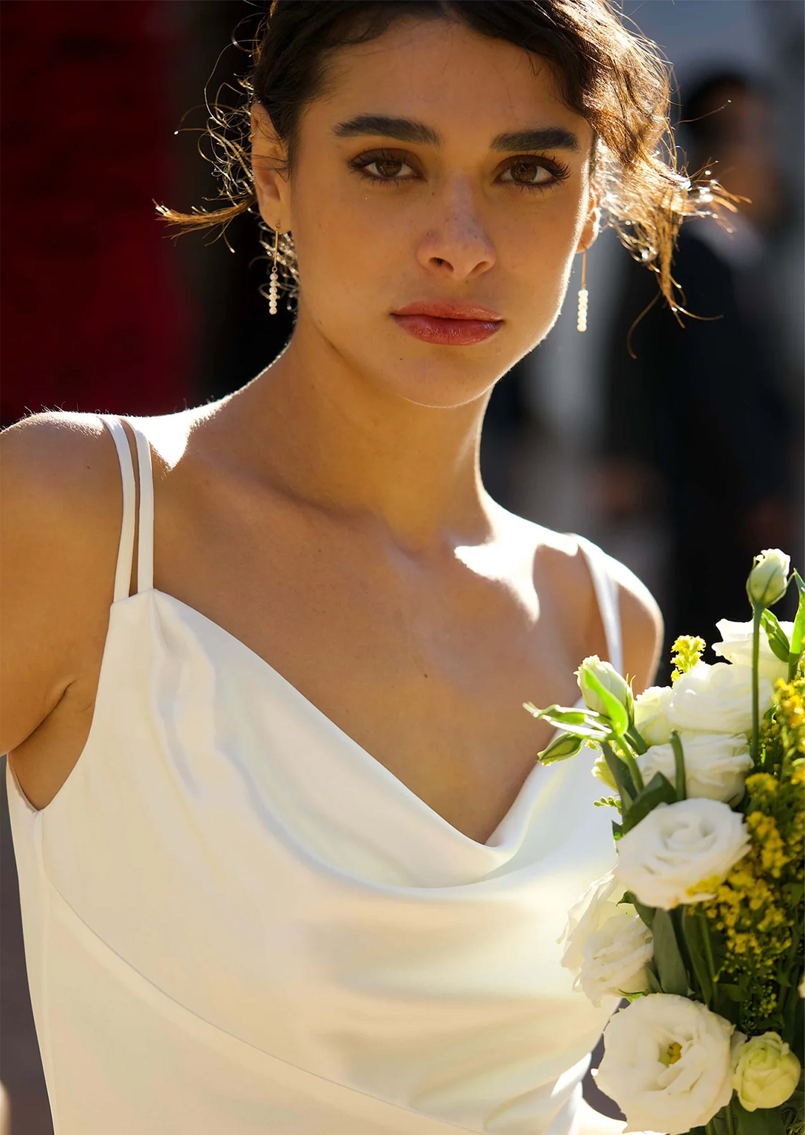 Satin Cowl-Neck Maxi Dress