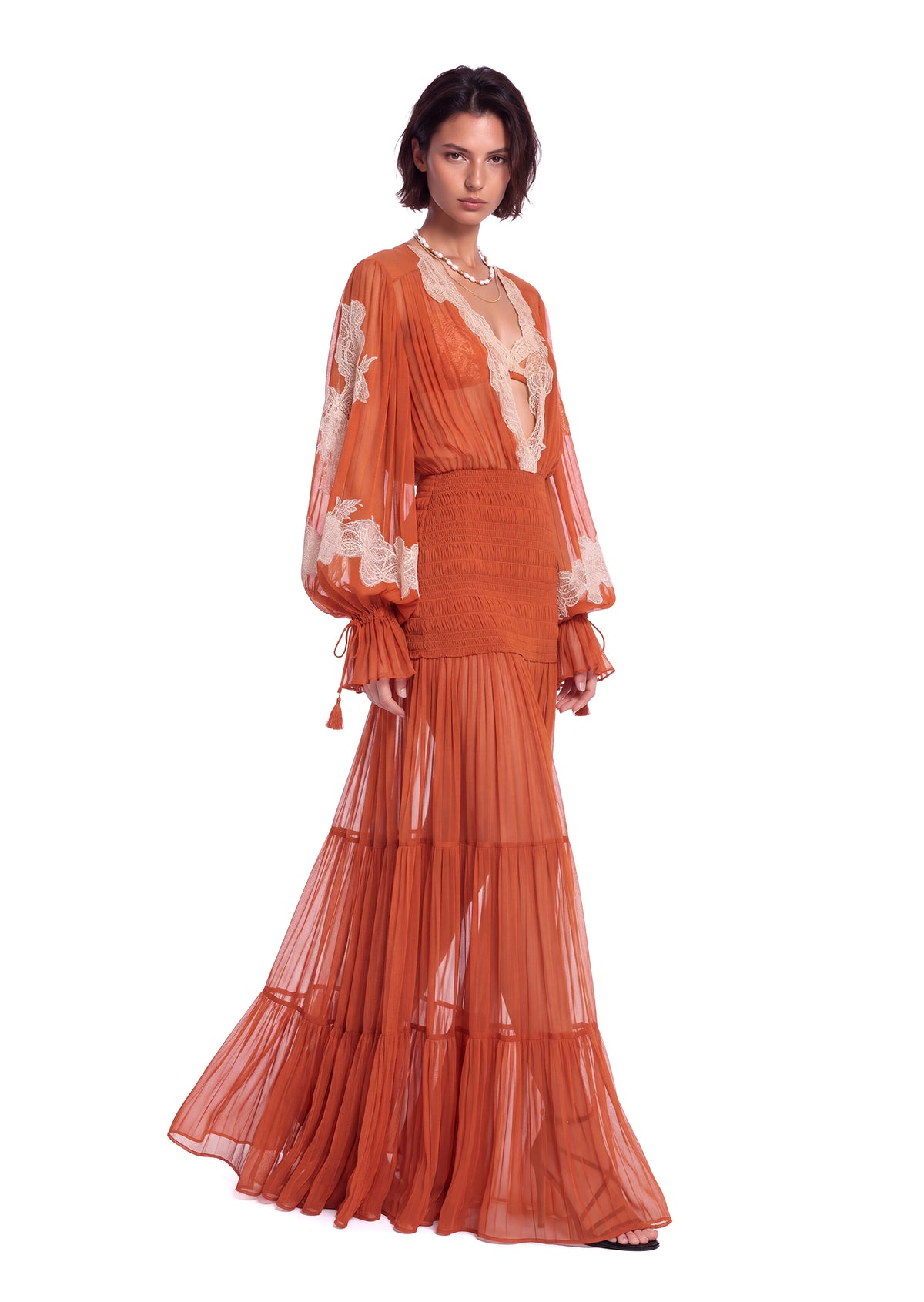 Macario Long Sleeve Lace Maxi Dress