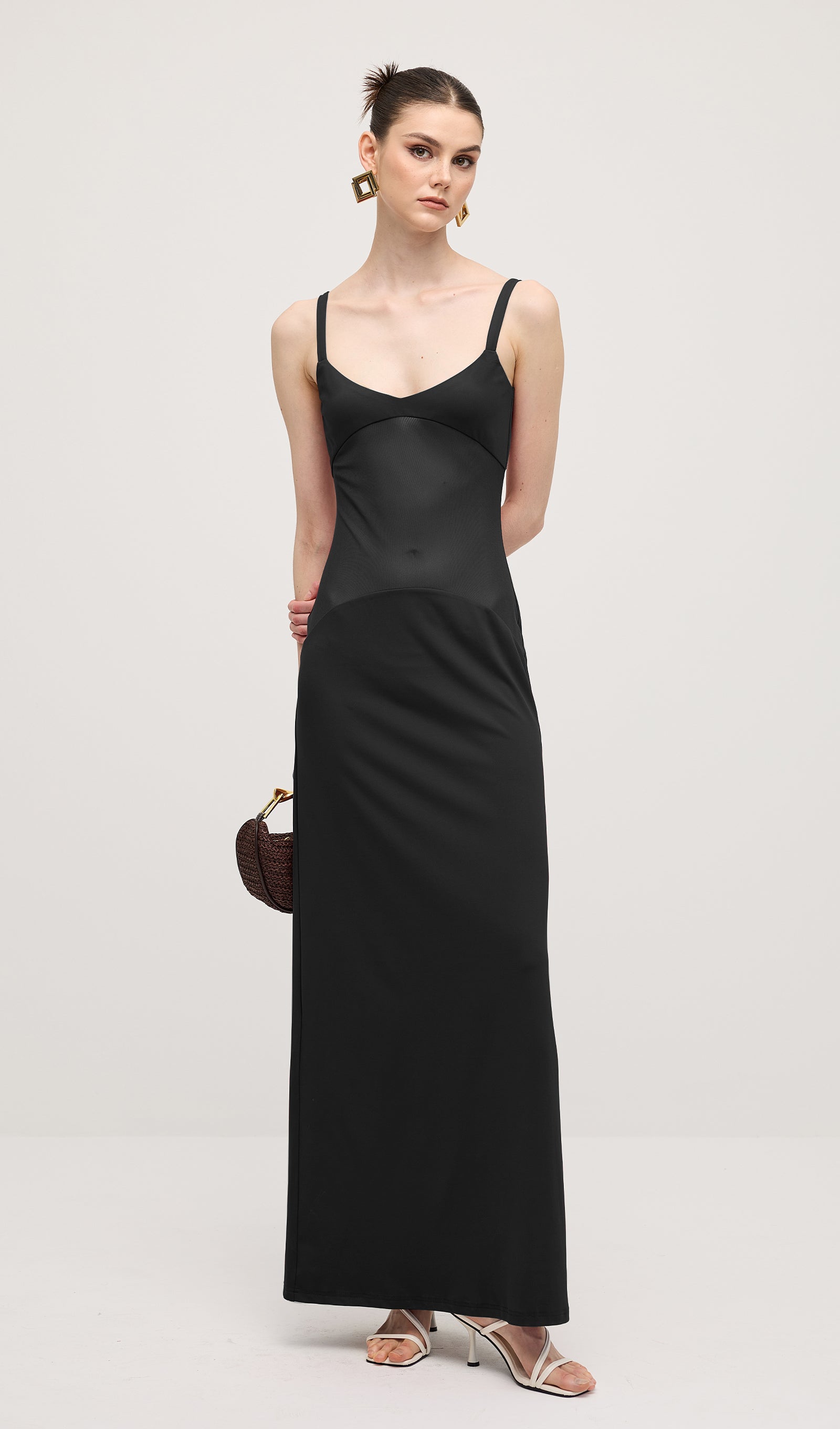 Sheer Knit Curve Maxi Dress In Black（Final Sale）