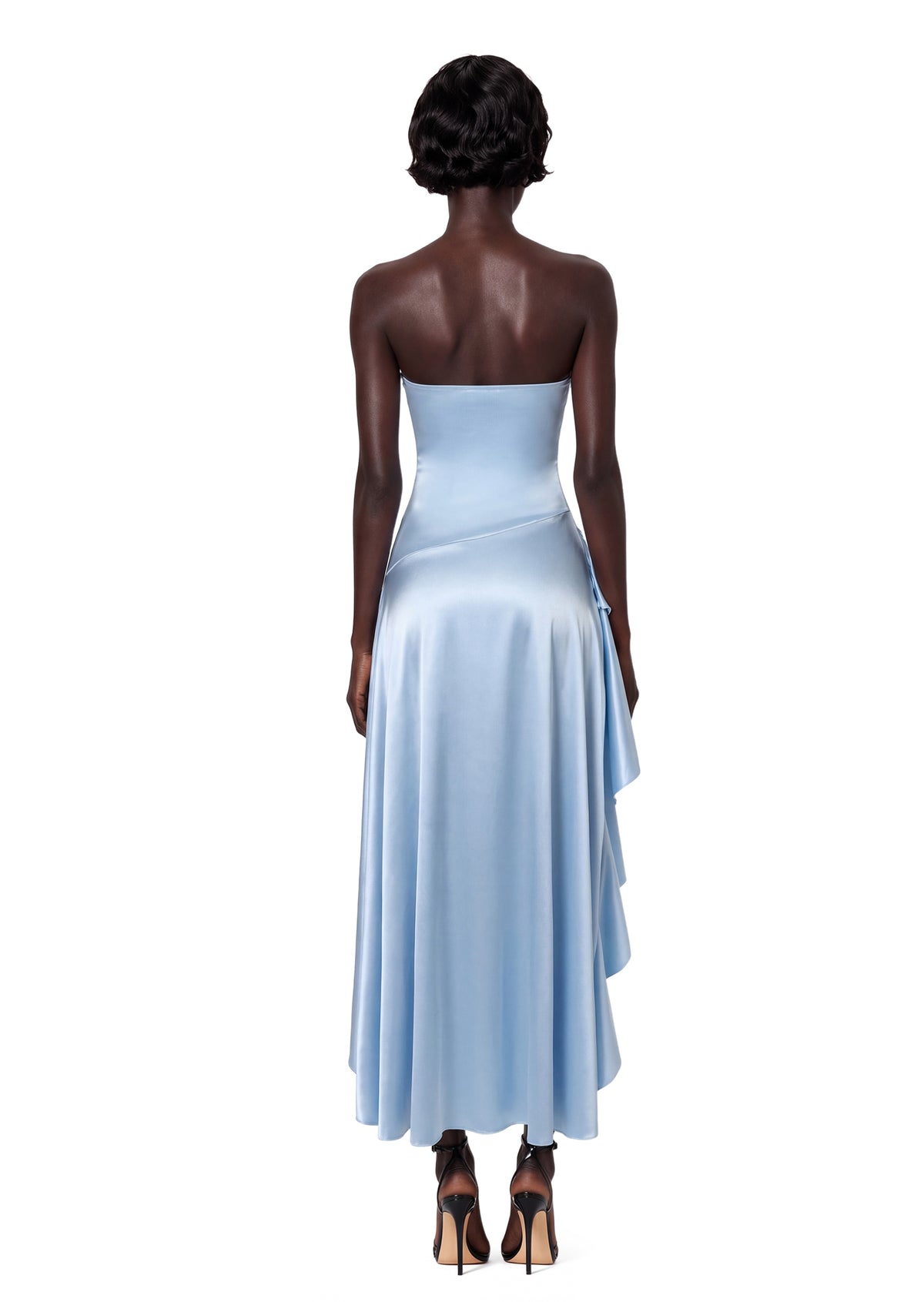 Midikleid in A-Linie mit Blumenmuster und Laternenärmeln