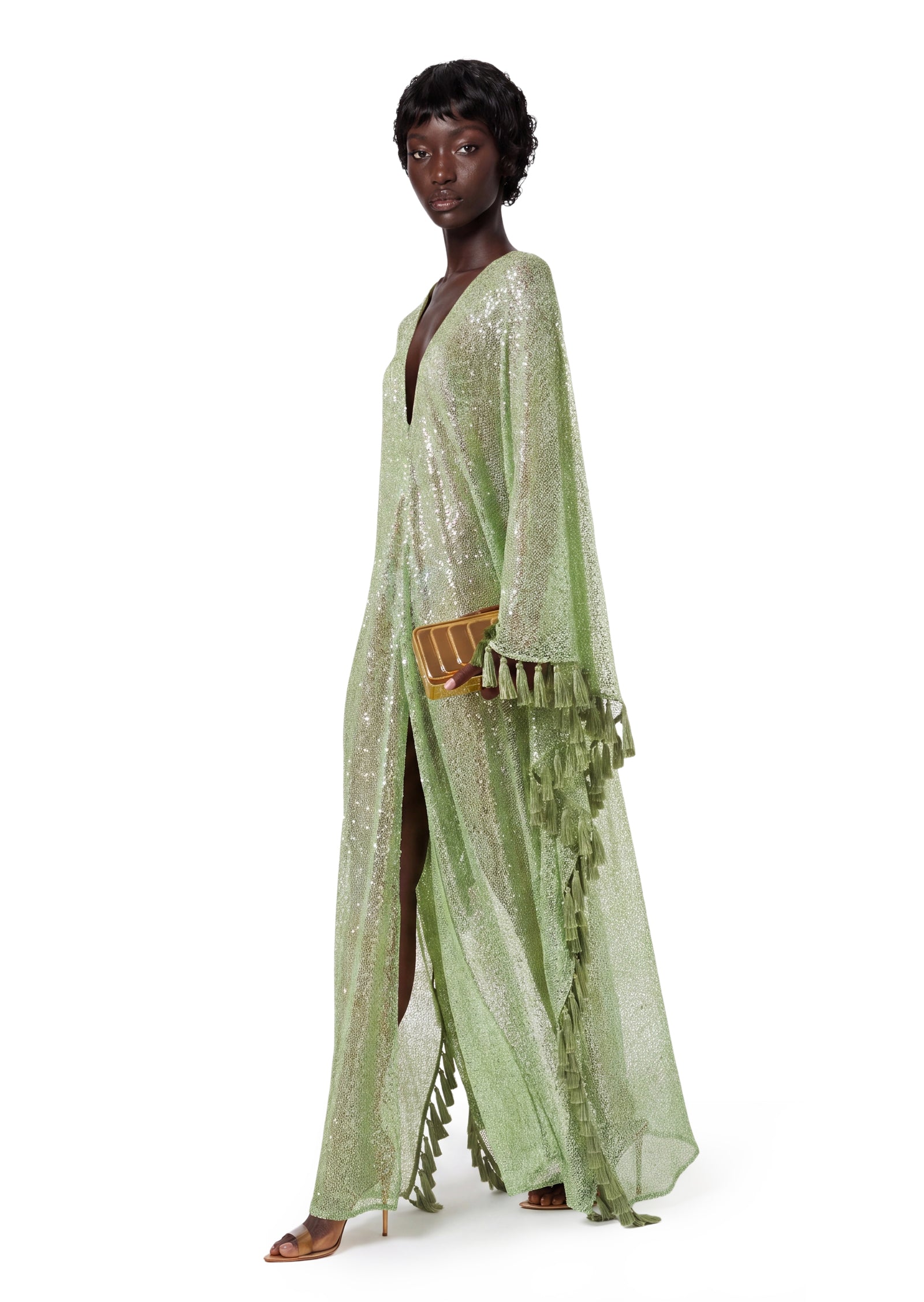 Midikleid in A-Linie mit Blumenmuster und Laternenärmeln